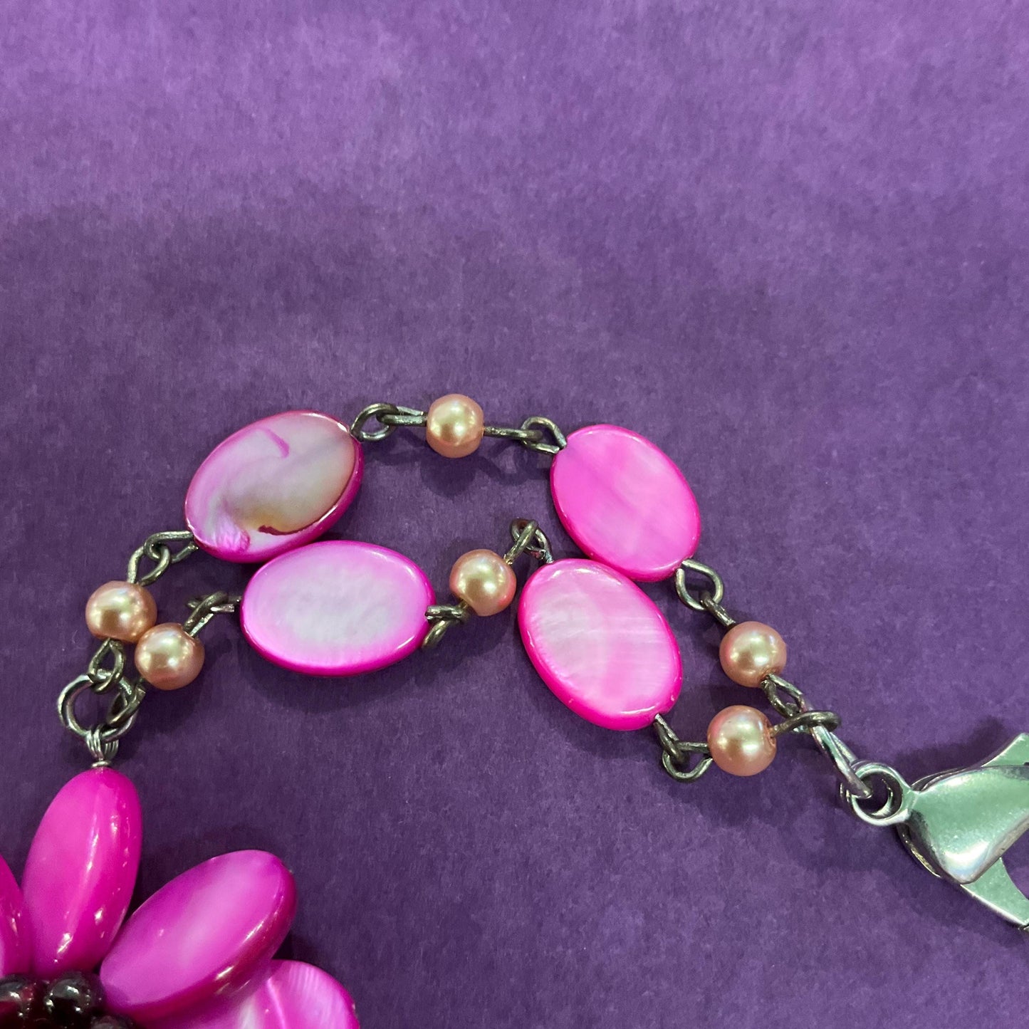 Vintage Butler and Wilson Pink Mother of Pearl Bohemian Bracelet