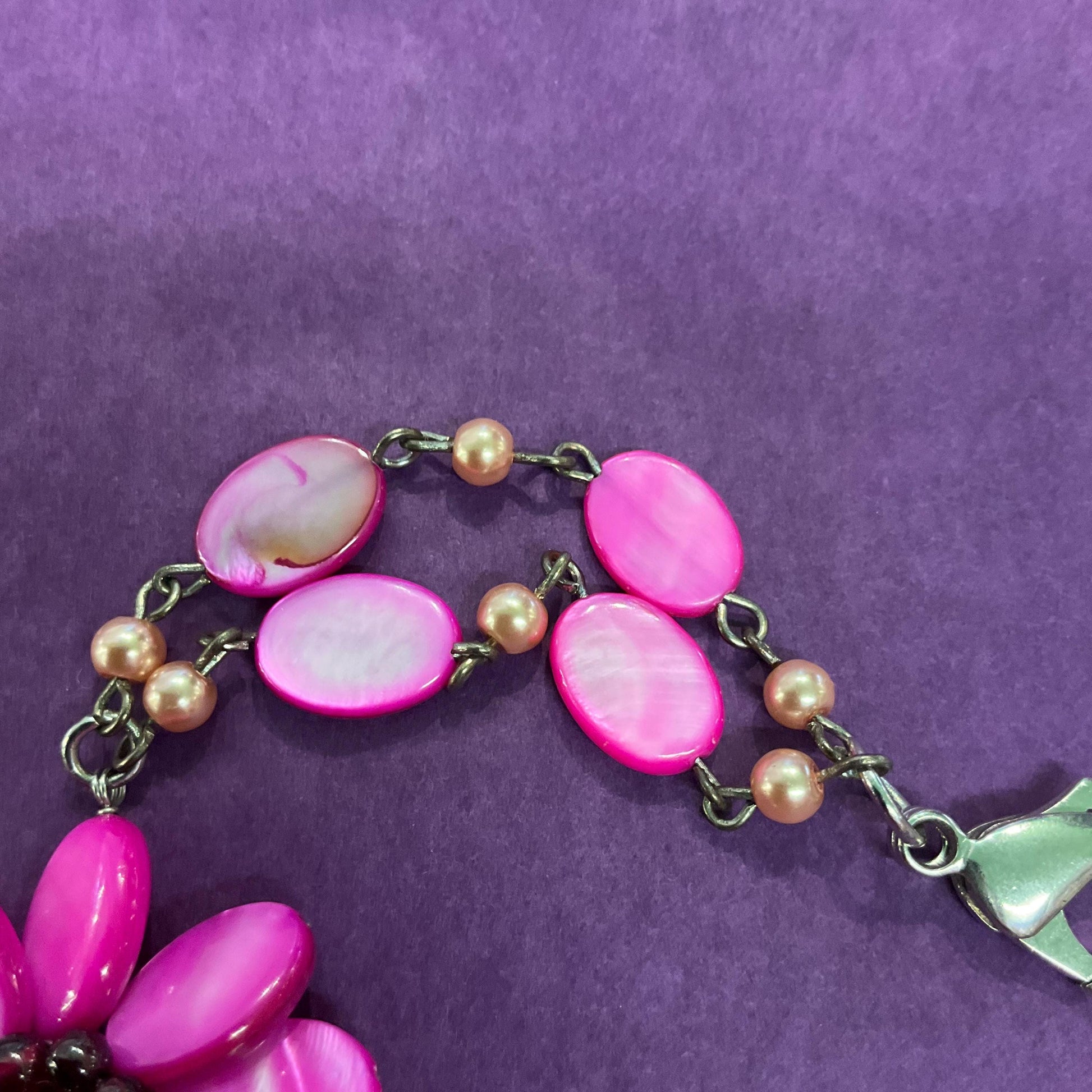 Vintage Butler and Wilson Pink Mother of Pearl Bohemian Bracelet