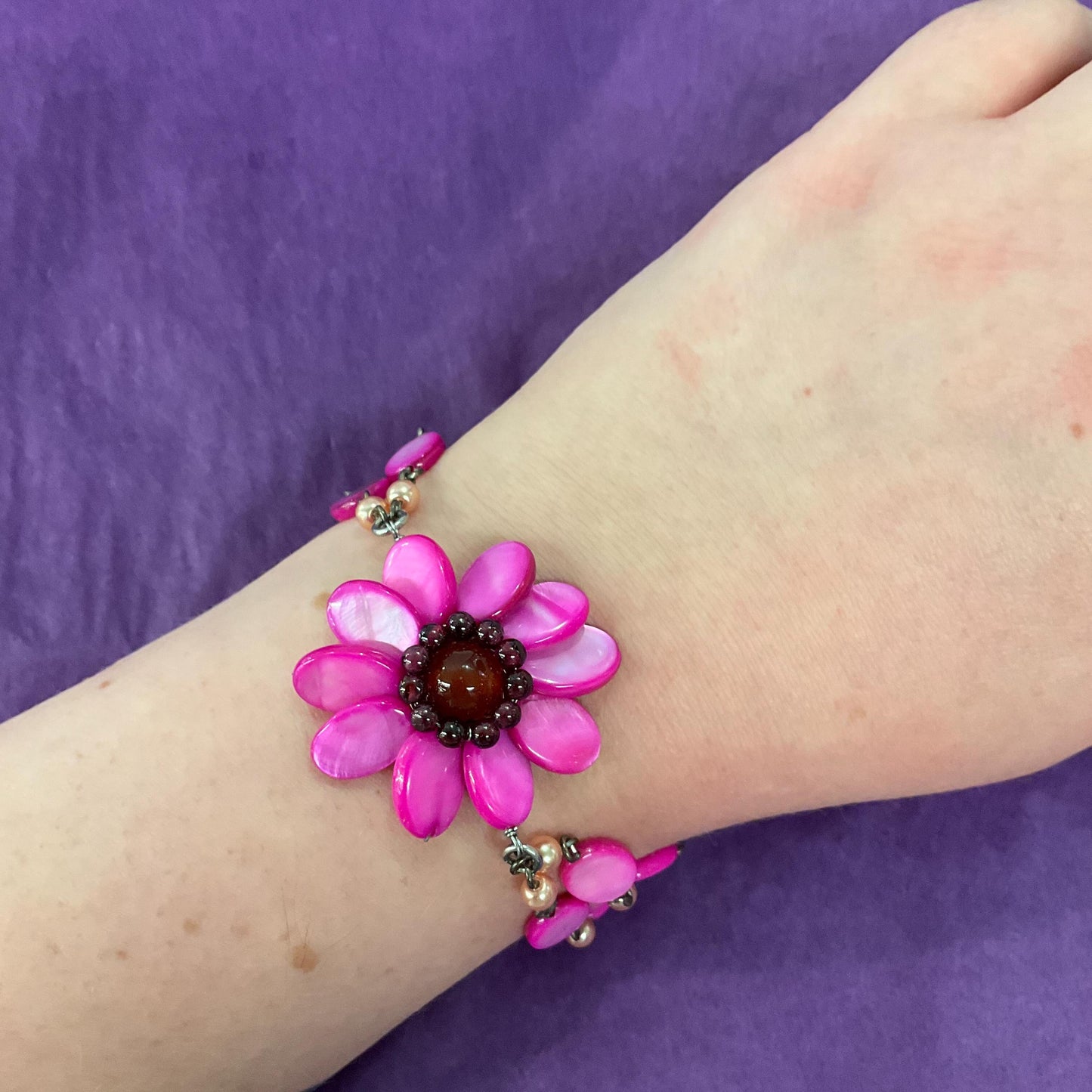 Vintage Butler and Wilson Pink Mother of Pearl Bohemian Bracelet