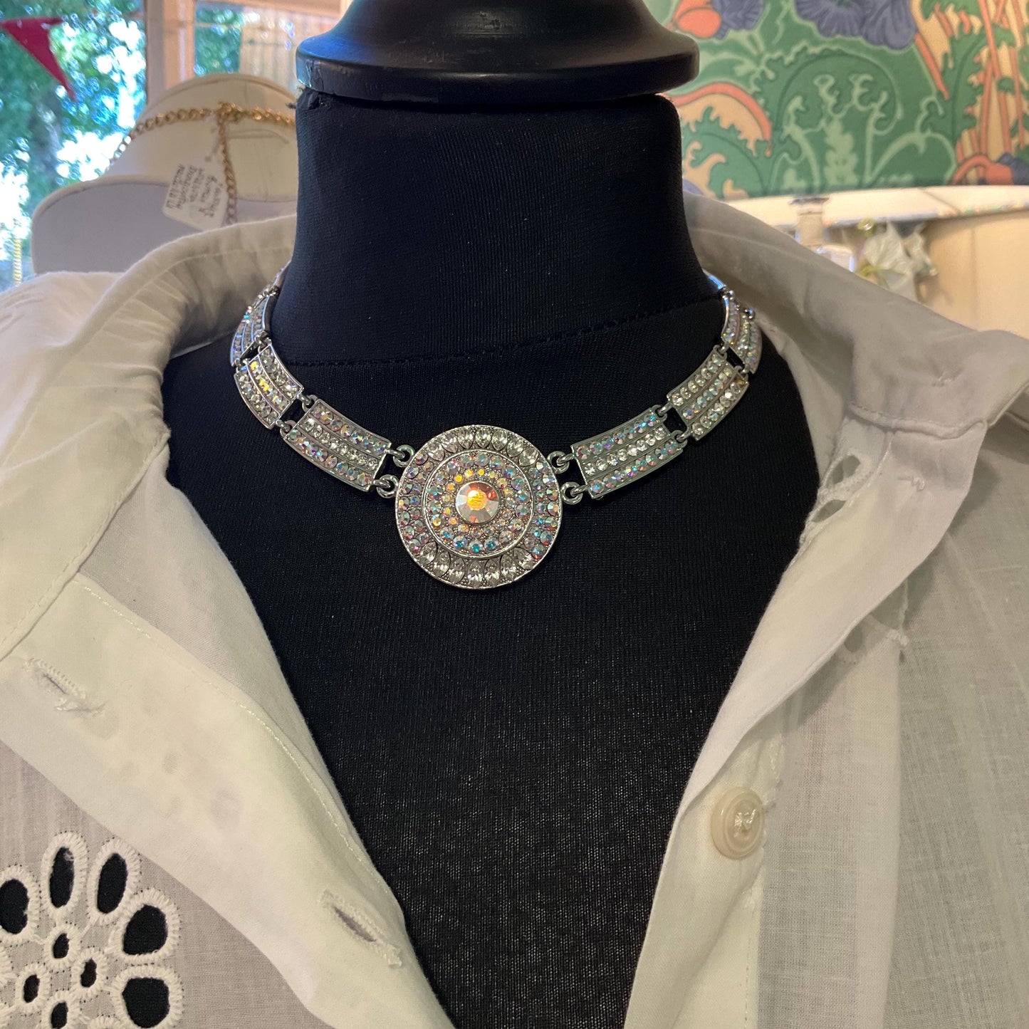 Vintage Butler and Wilson Art Deco Style Crystal Panel Necklace