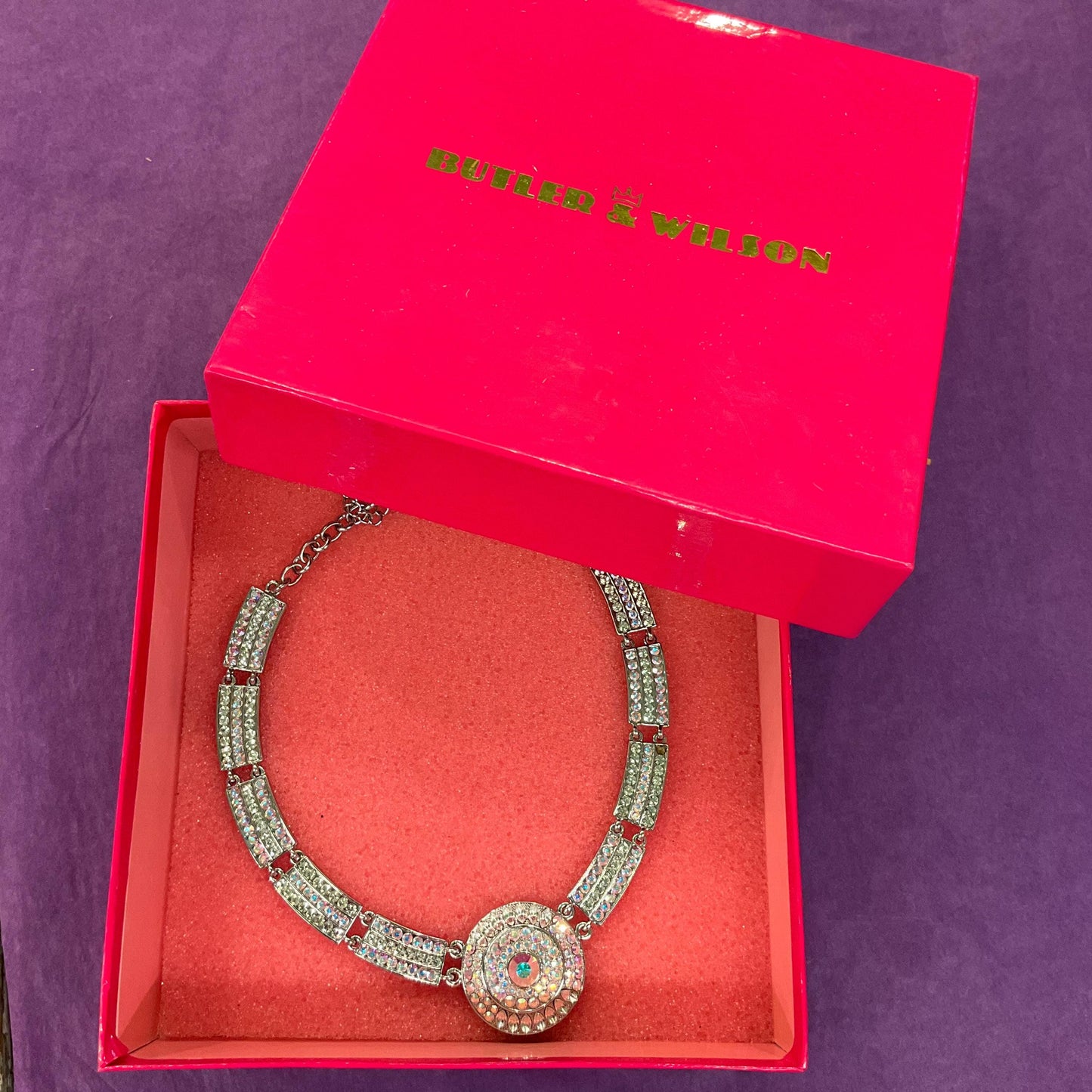 Vintage Butler and Wilson Art Deco Style Crystal Panel Necklace