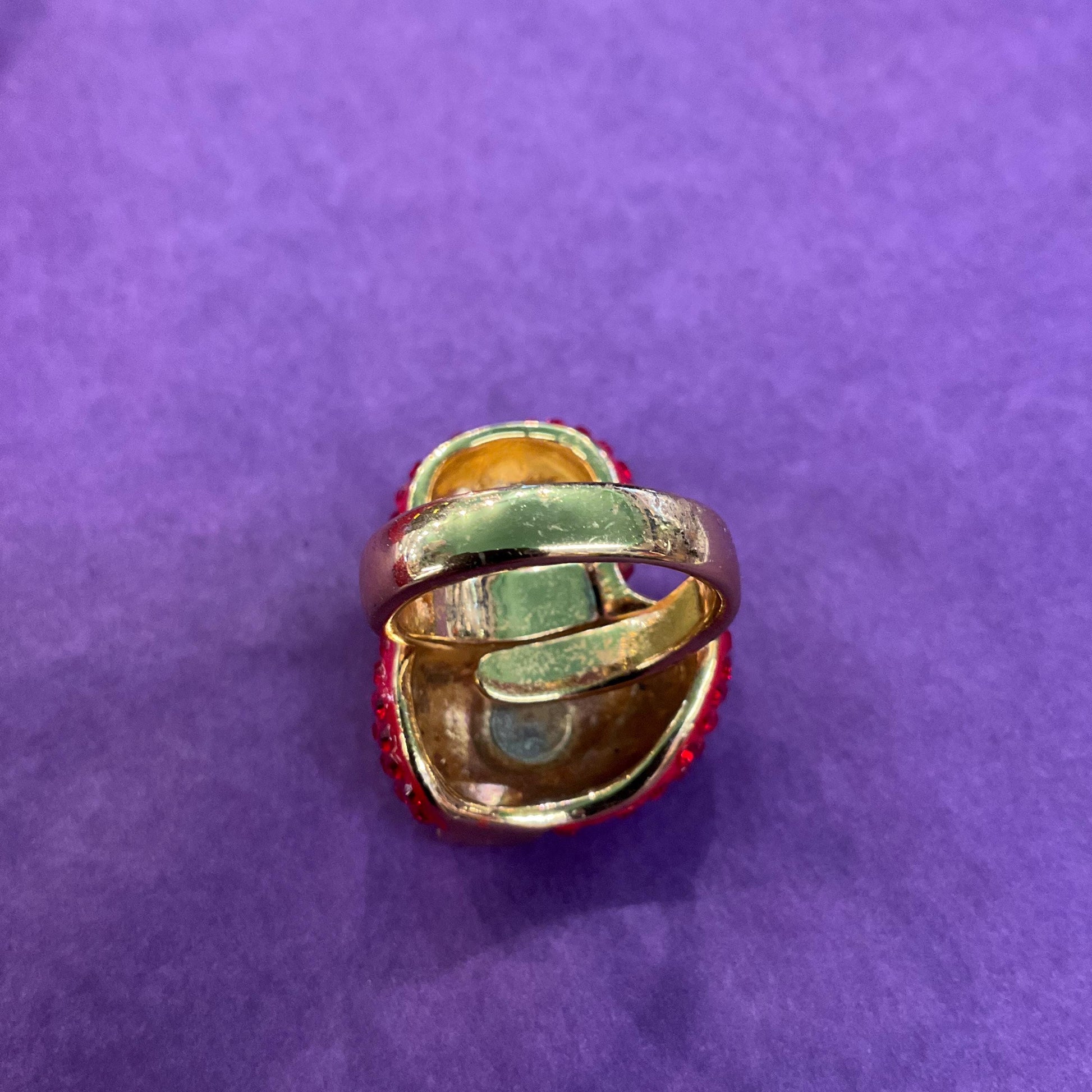 Vintage Butler and Wilson Red Crystal Duckling Ring, Adjustable from UK Size P, US Size 8