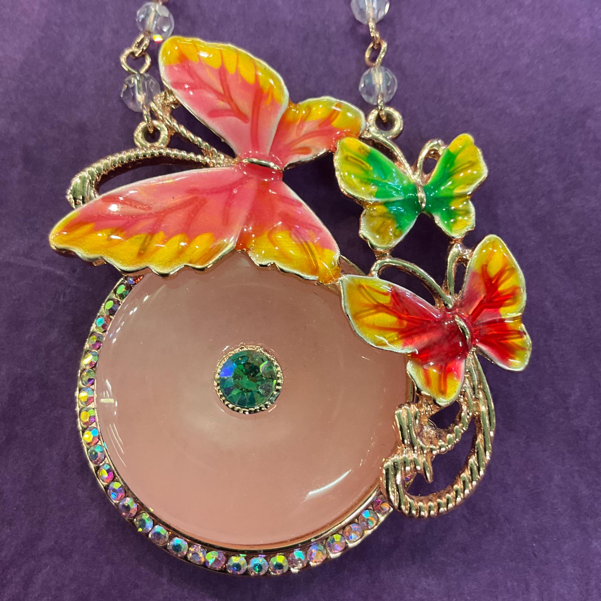 Vintage Butler and Wilson Crystal and Enamel Butterfly Beaded Necklace