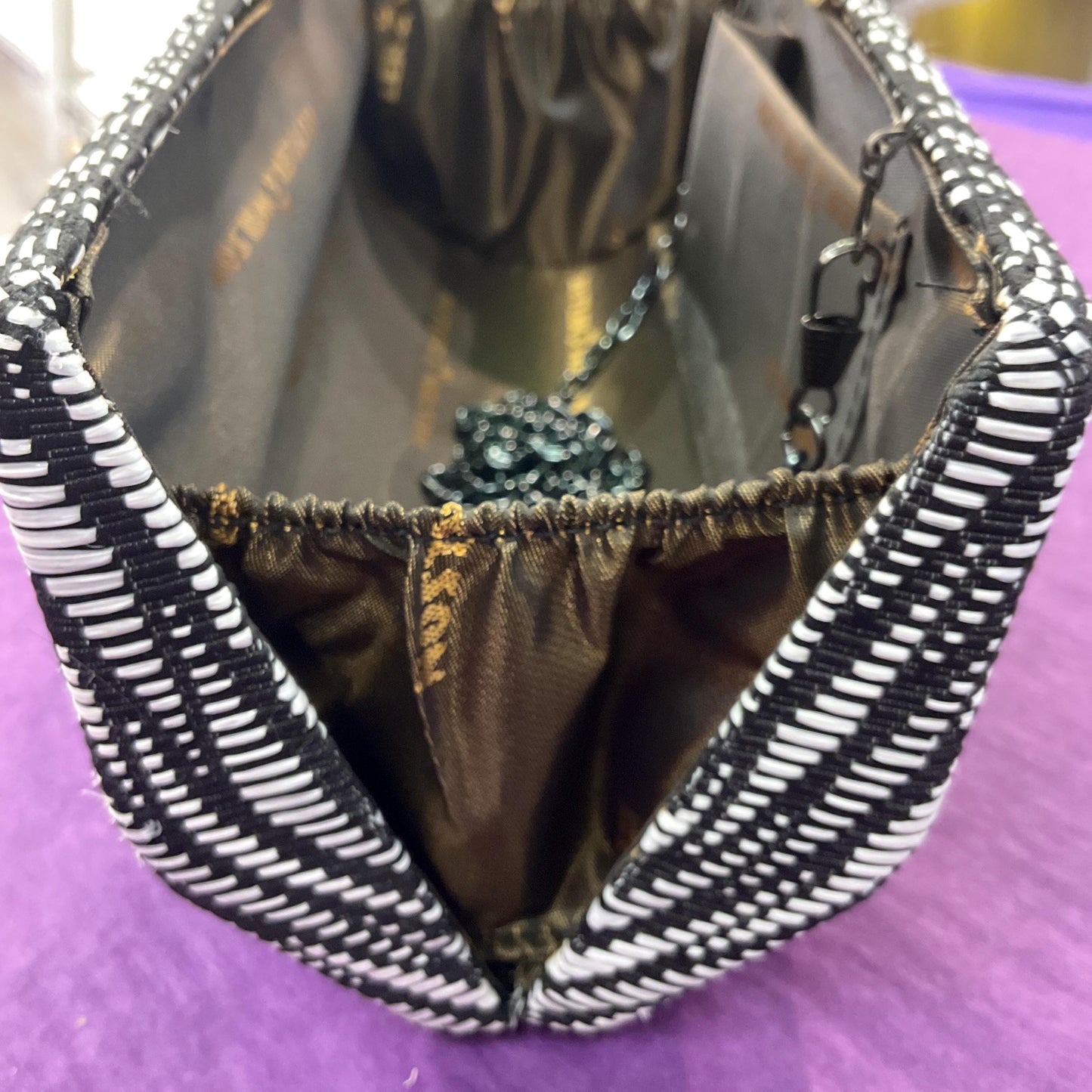 Vintage Butler and Wilson Black and White Boxy Zebra Stripe Clutch or Shoulder Evening Bag