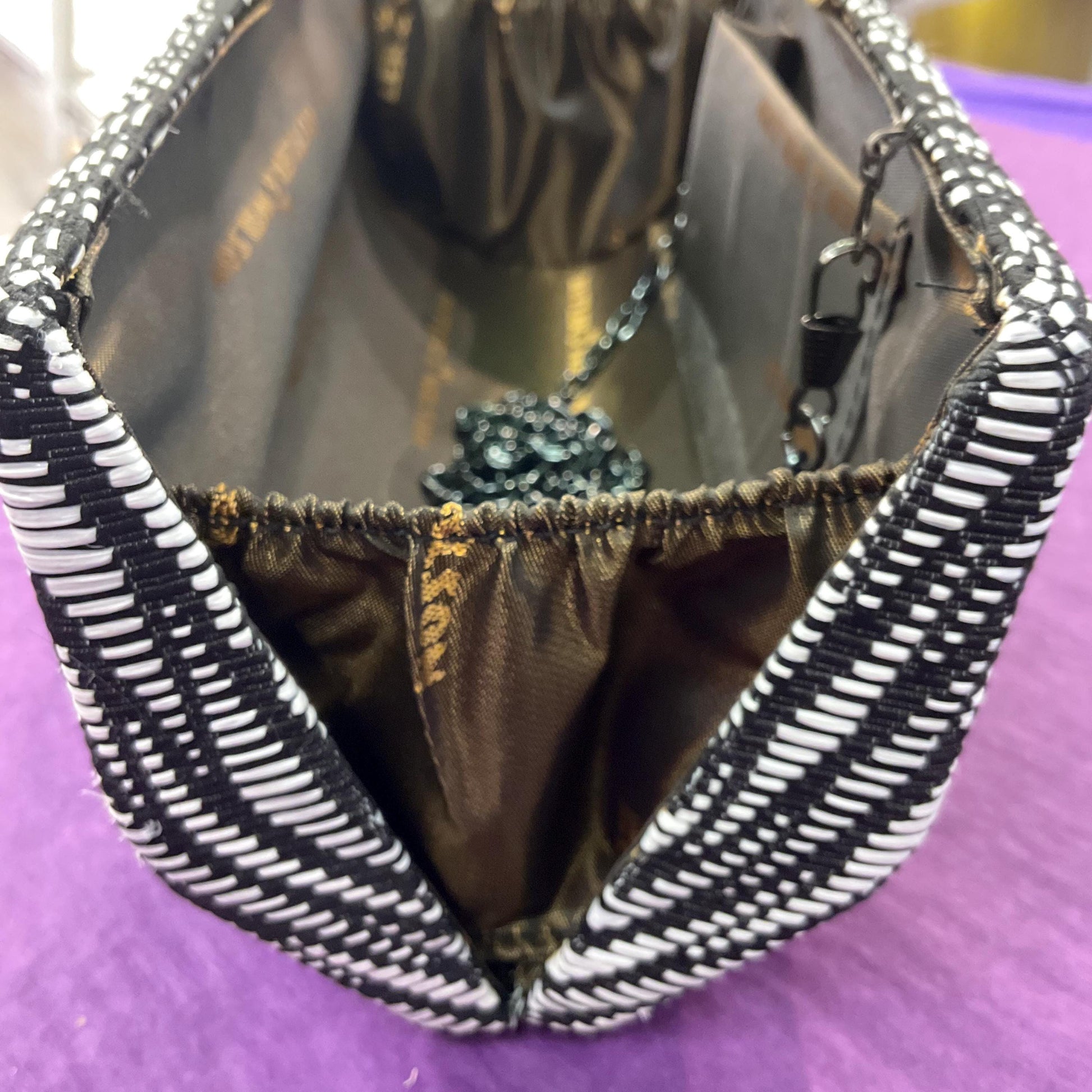 Vintage Butler and Wilson Black and White Boxy Zebra Stripe Clutch or Shoulder Evening Bag