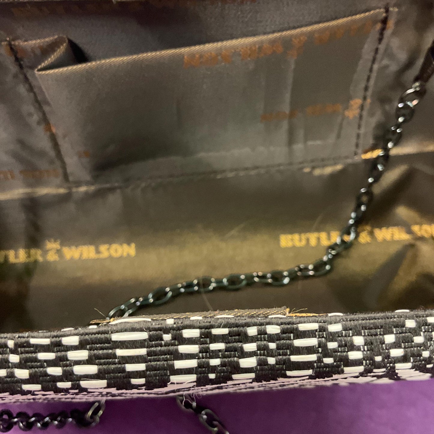 Vintage Butler and Wilson Black and White Boxy Zebra Stripe Clutch or Shoulder Evening Bag
