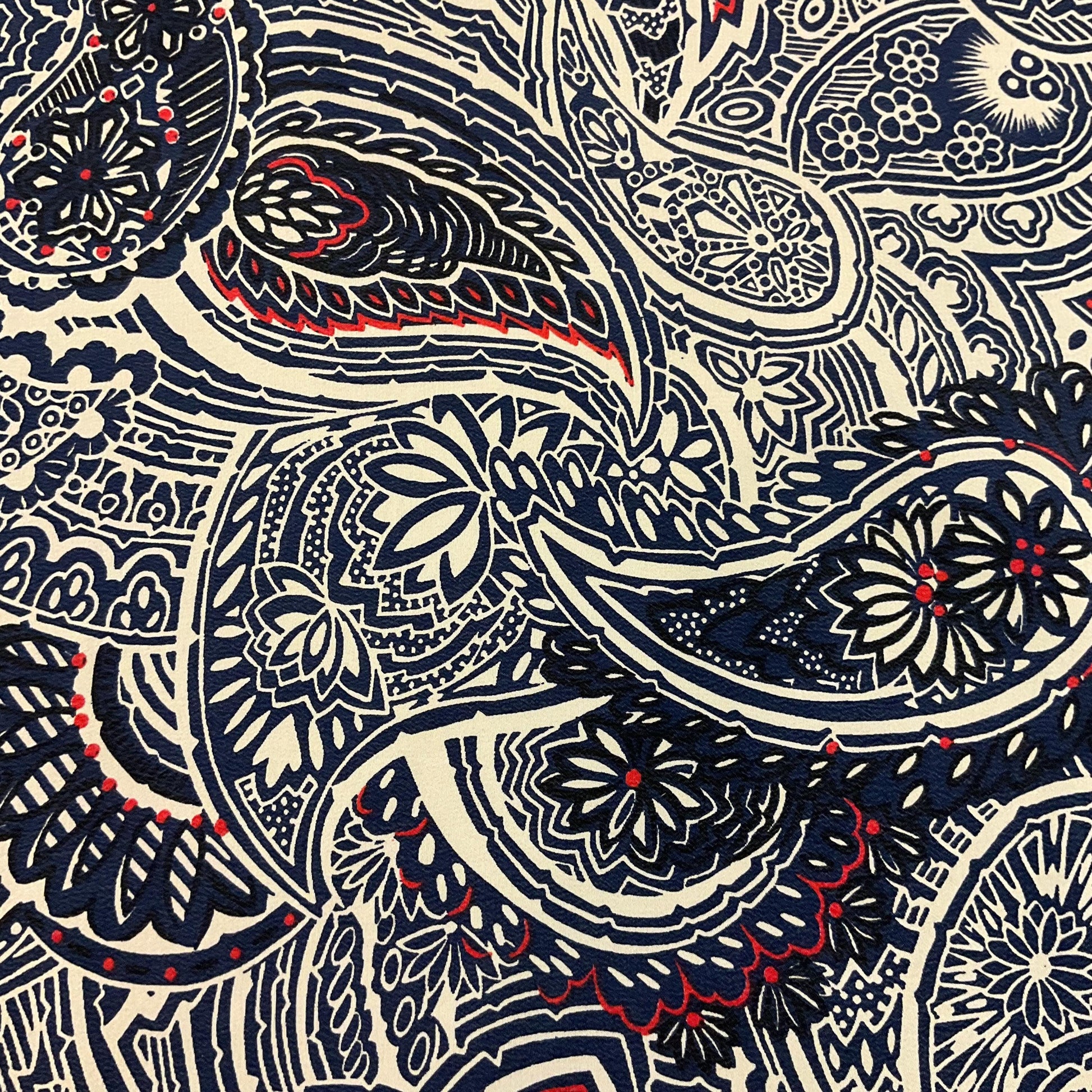 Vintage 1980s Large JAEGER Pure Silk Paisley Scarf, shades of blue, black, red and Cream