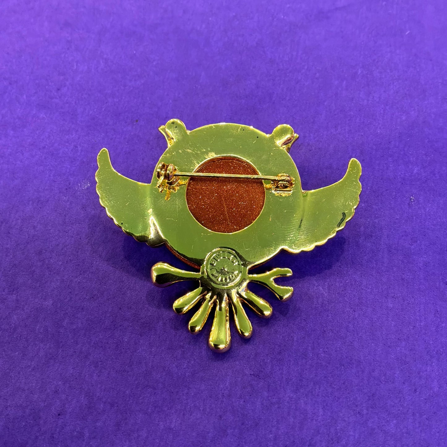 Vintage Butler and Wilson Large Crystal Owl Brooch , gold tone with enamel, crystal and rainbow rhinestones