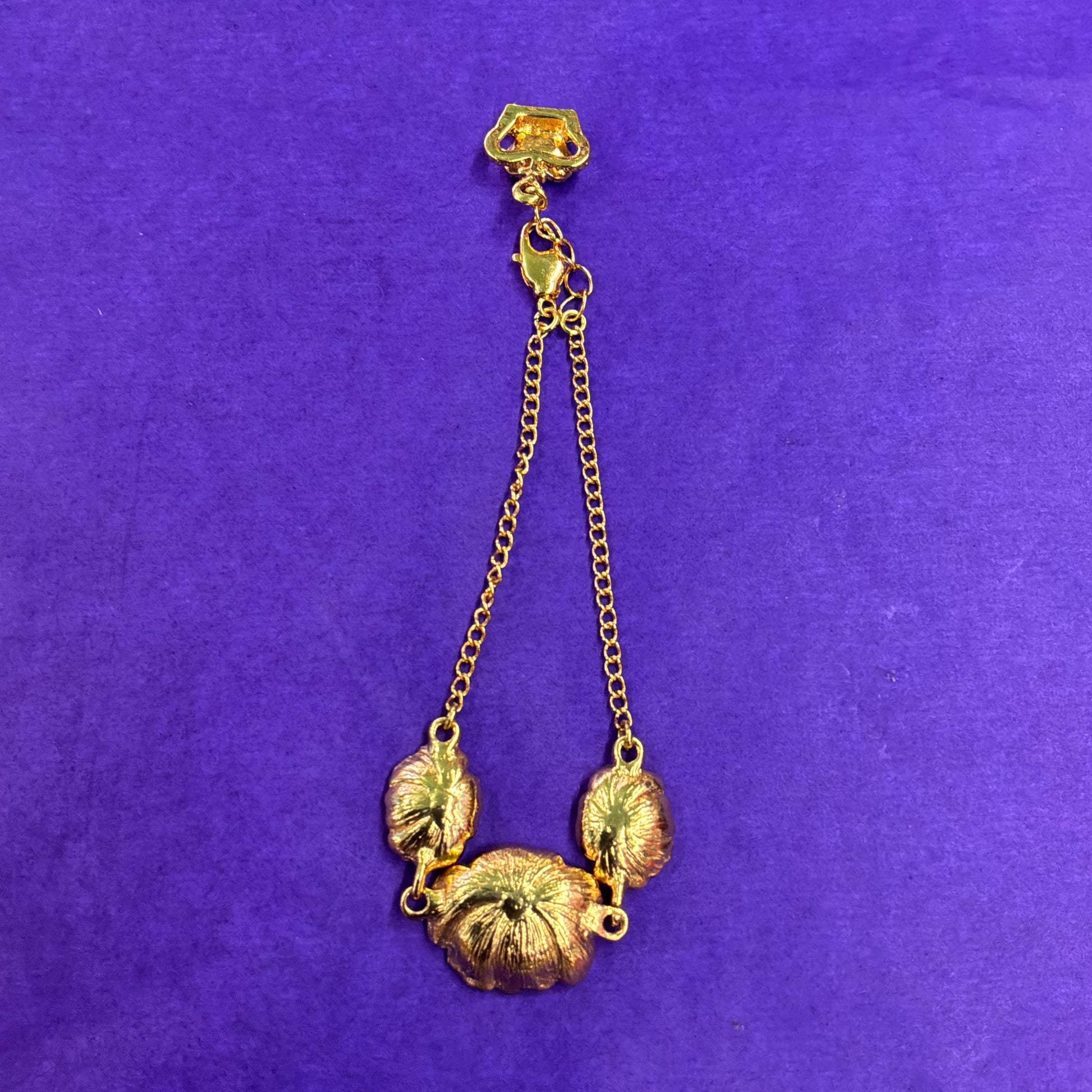 Vintage Butler and Wilson Red Poppy Crystal Chain Bracelet , Gold tone with Red enamel and gold rhinestones
