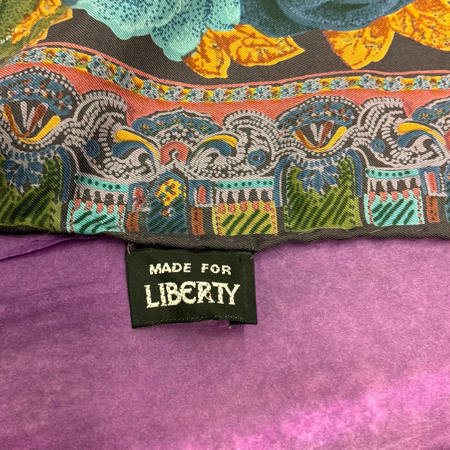 Vintage 1970s/80s Oversized Liberty Pure Silk Scarf, 52” square, Roses and Paisley Print