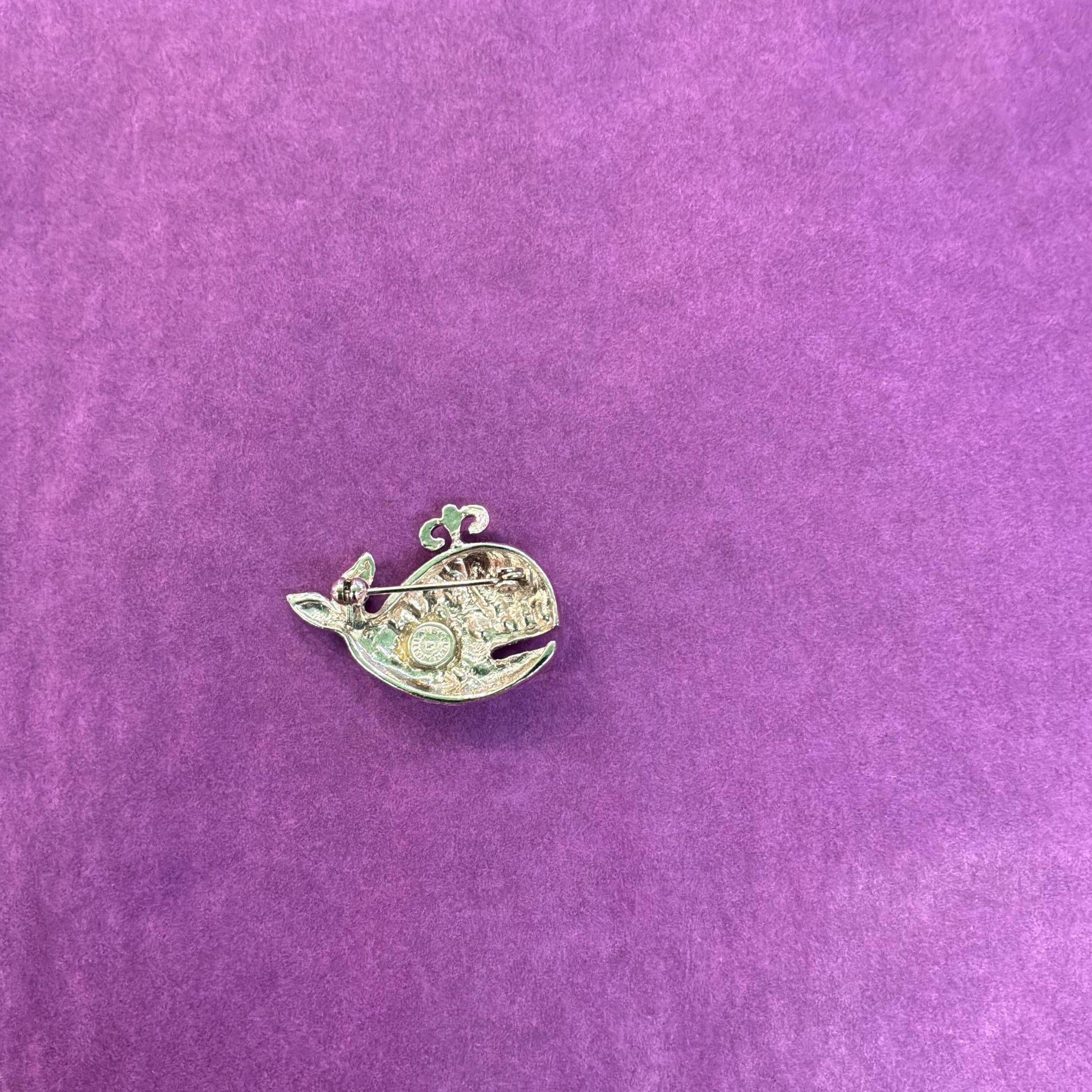 Vintage Butler and Wilson Crystal Whale Brooch, Silver tone with rainbow rhinestones