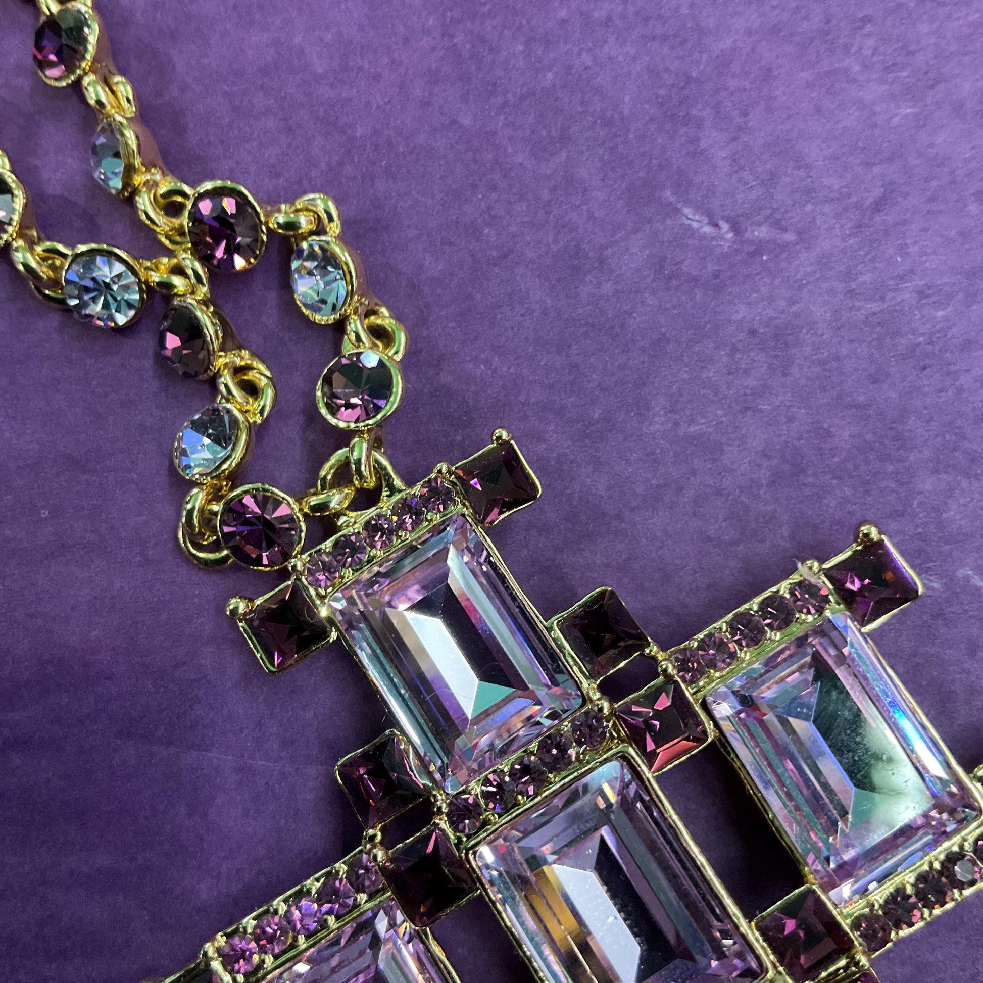 Vintage Butler and Wilson Art Deco Style Crystal Cross Statement Pendant Necklace