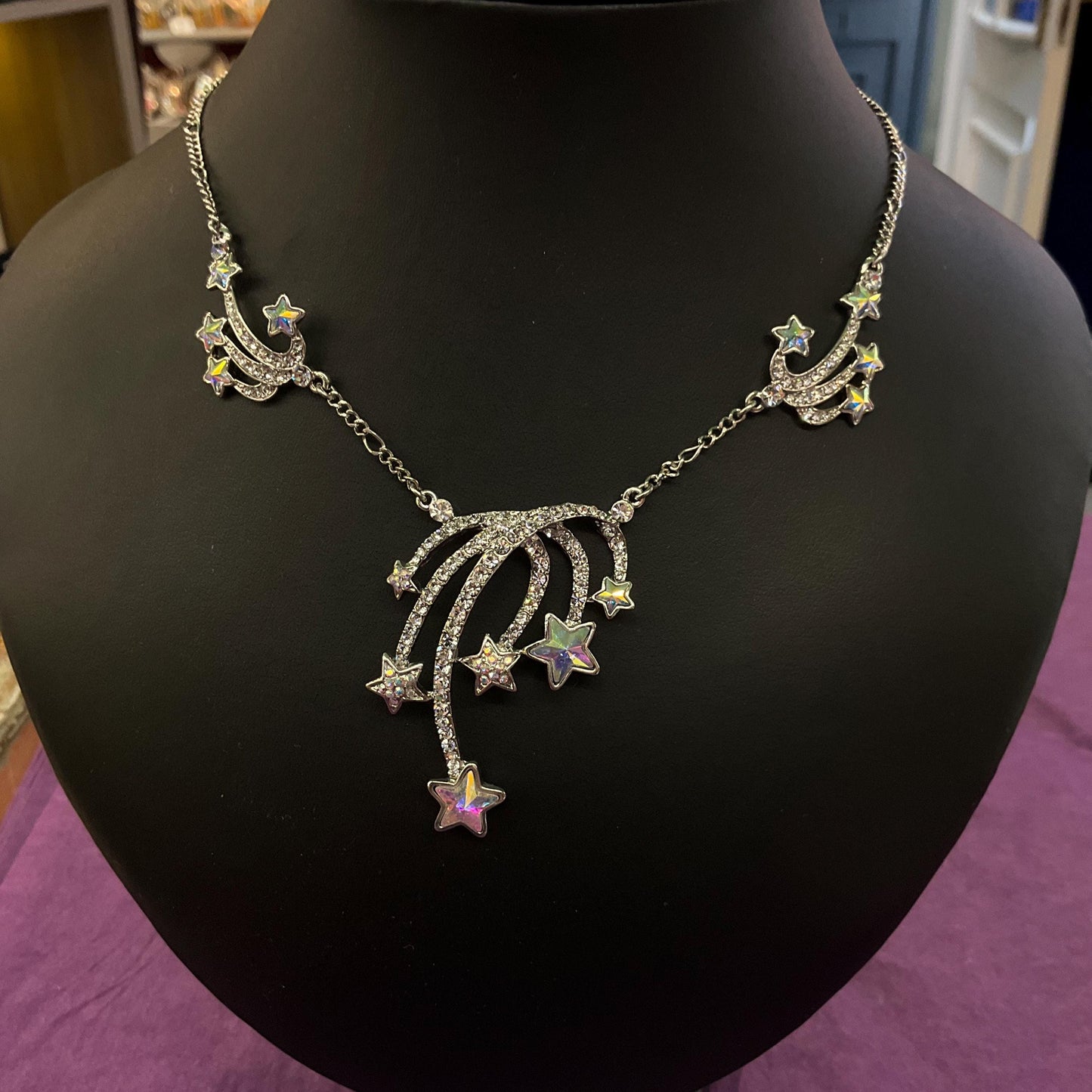 Vintage Butler and Wilson Celestial Shooting Stars Crystal Necklace