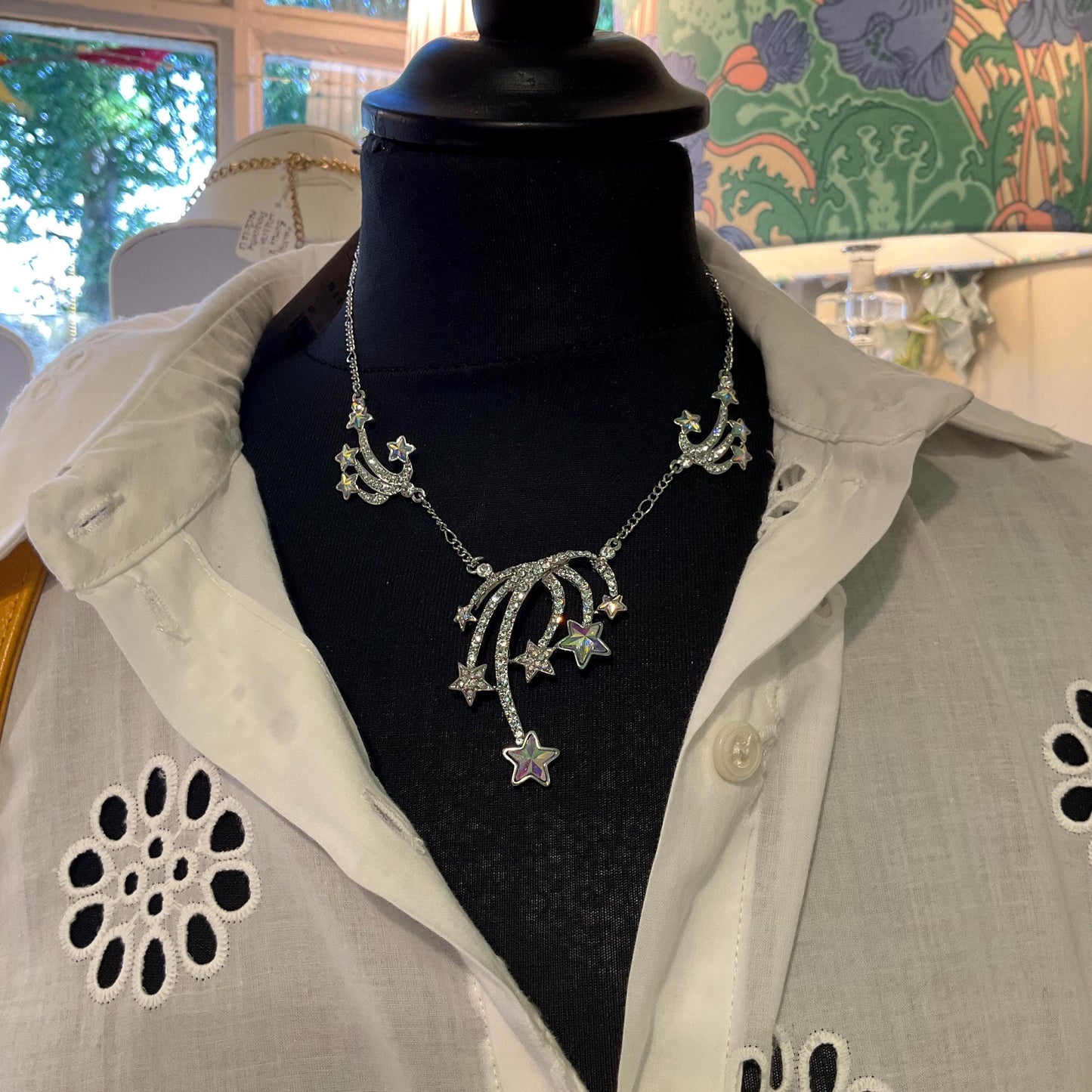 Vintage Butler and Wilson Celestial Shooting Stars Crystal Necklace