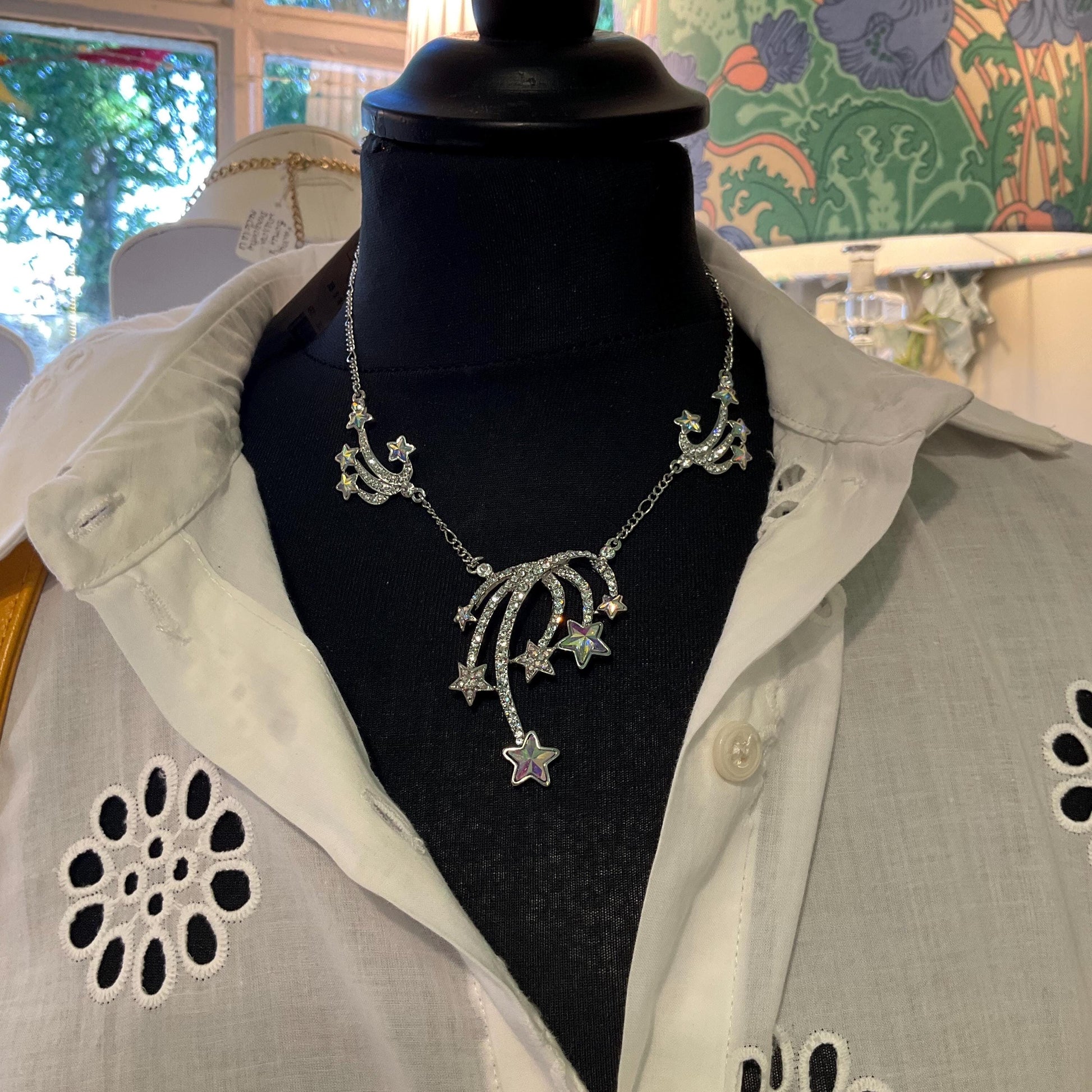 Vintage Butler and Wilson Celestial Shooting Stars Crystal Necklace