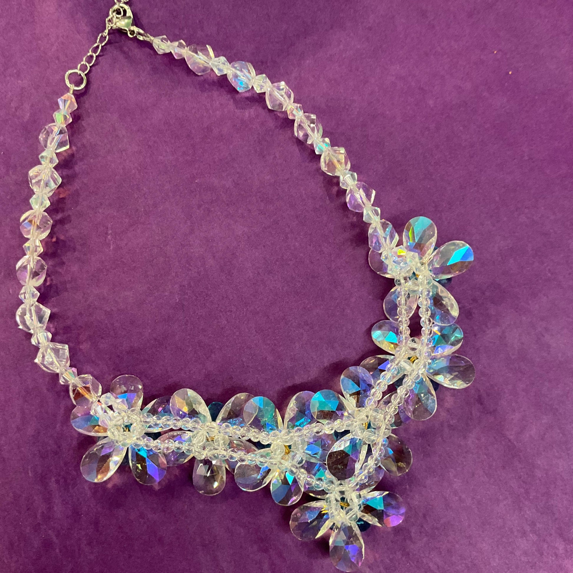 Vintage Butler and Wilson Turquoise Flower Garland Crystal Necklace and Earring Set
