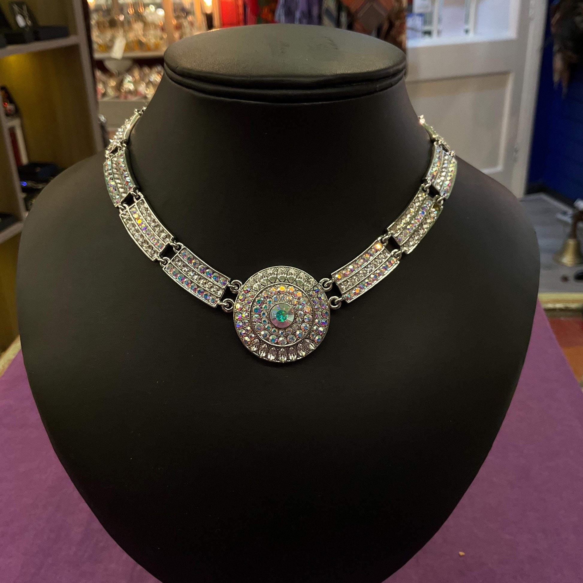 Vintage Butler and Wilson Art Deco Style Crystal Panel Necklace