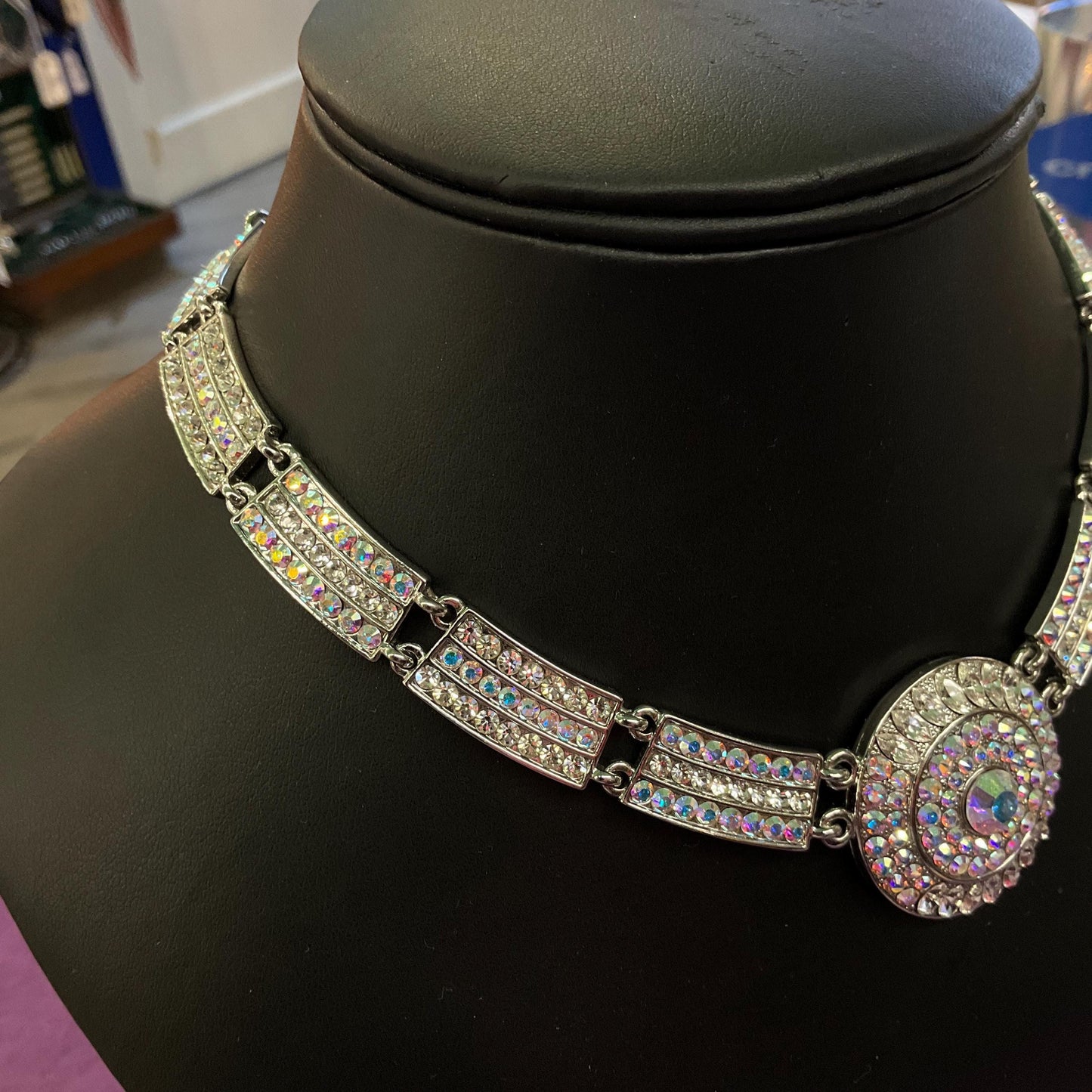 Vintage Butler and Wilson Art Deco Style Crystal Panel Necklace