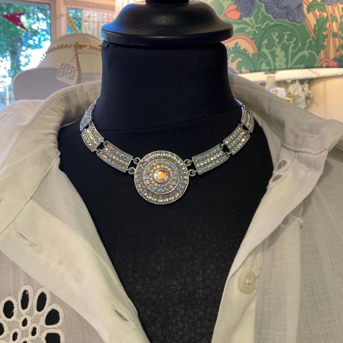 Vintage Butler and Wilson Art Deco Style Crystal Panel Necklace