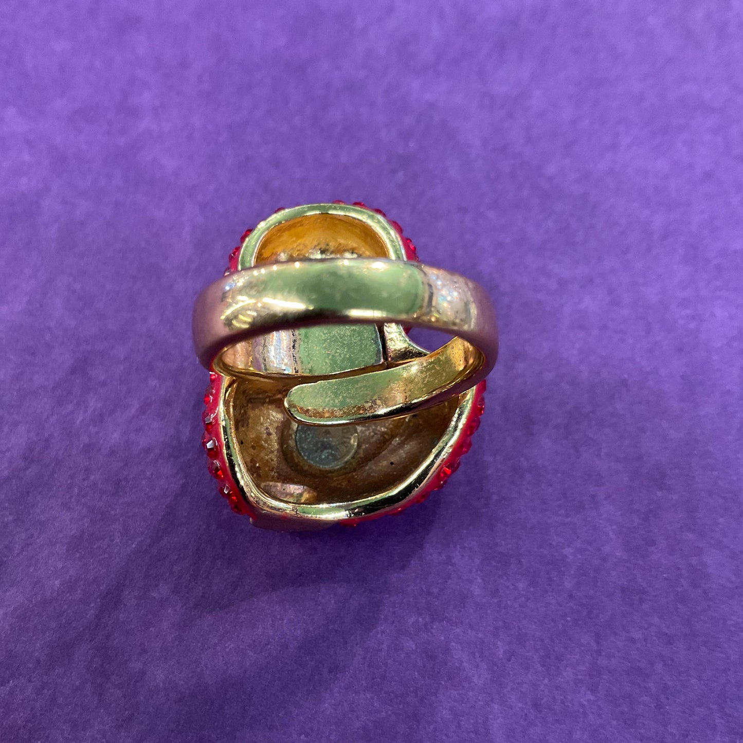 Vintage Butler and Wilson Red Crystal Duckling Ring, Adjustable from UK Size P, US Size 8
