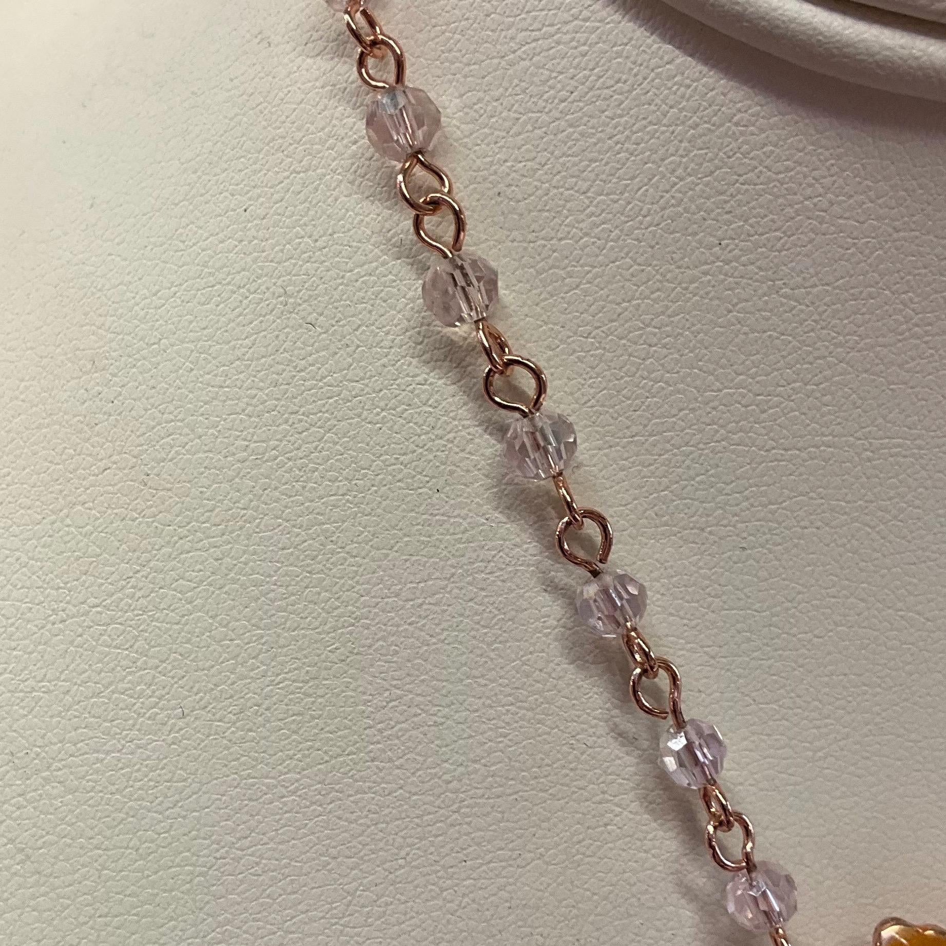 Vintage Butler and Wilson Crystal and Enamel Butterfly Beaded Necklace