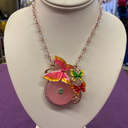 Vintage Butler and Wilson Crystal and Enamel Butterfly Beaded Necklace
