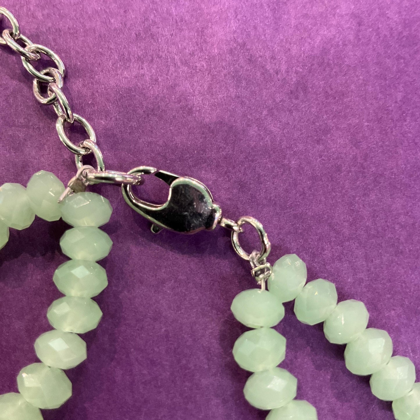 Vintage Butler and Wilson Green Milk Crystal Floral Twin Row Necklace