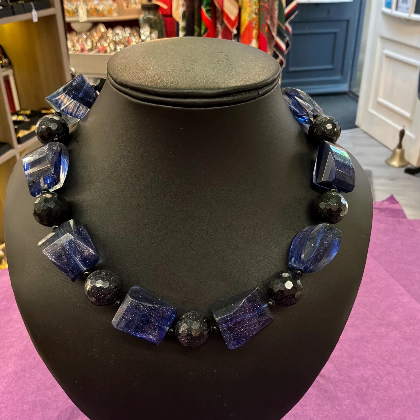 Vintage Butler and Wilson Statement Starstone Navy Crystal Necklace