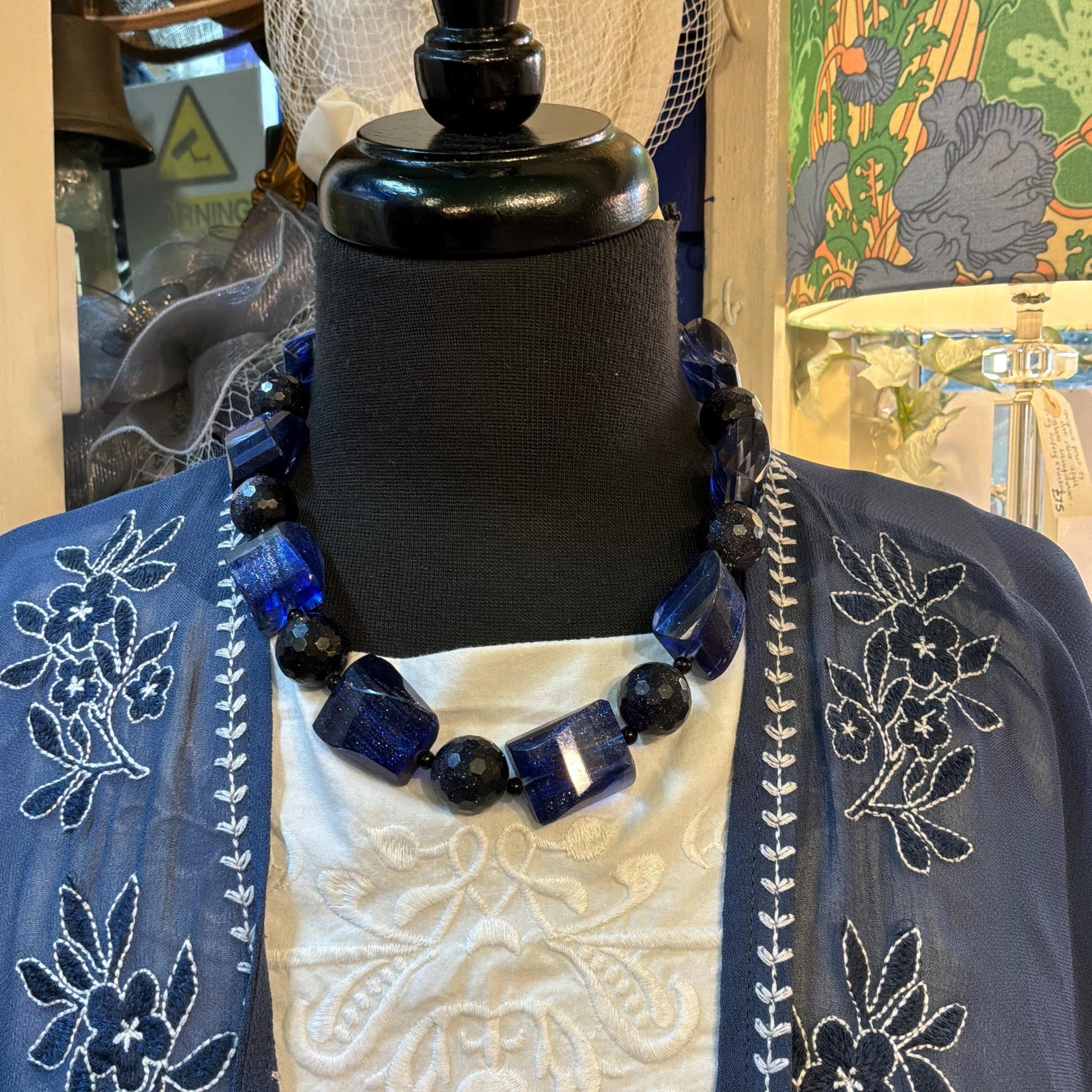 Vintage Butler and Wilson Statement Starstone Navy Crystal Necklace