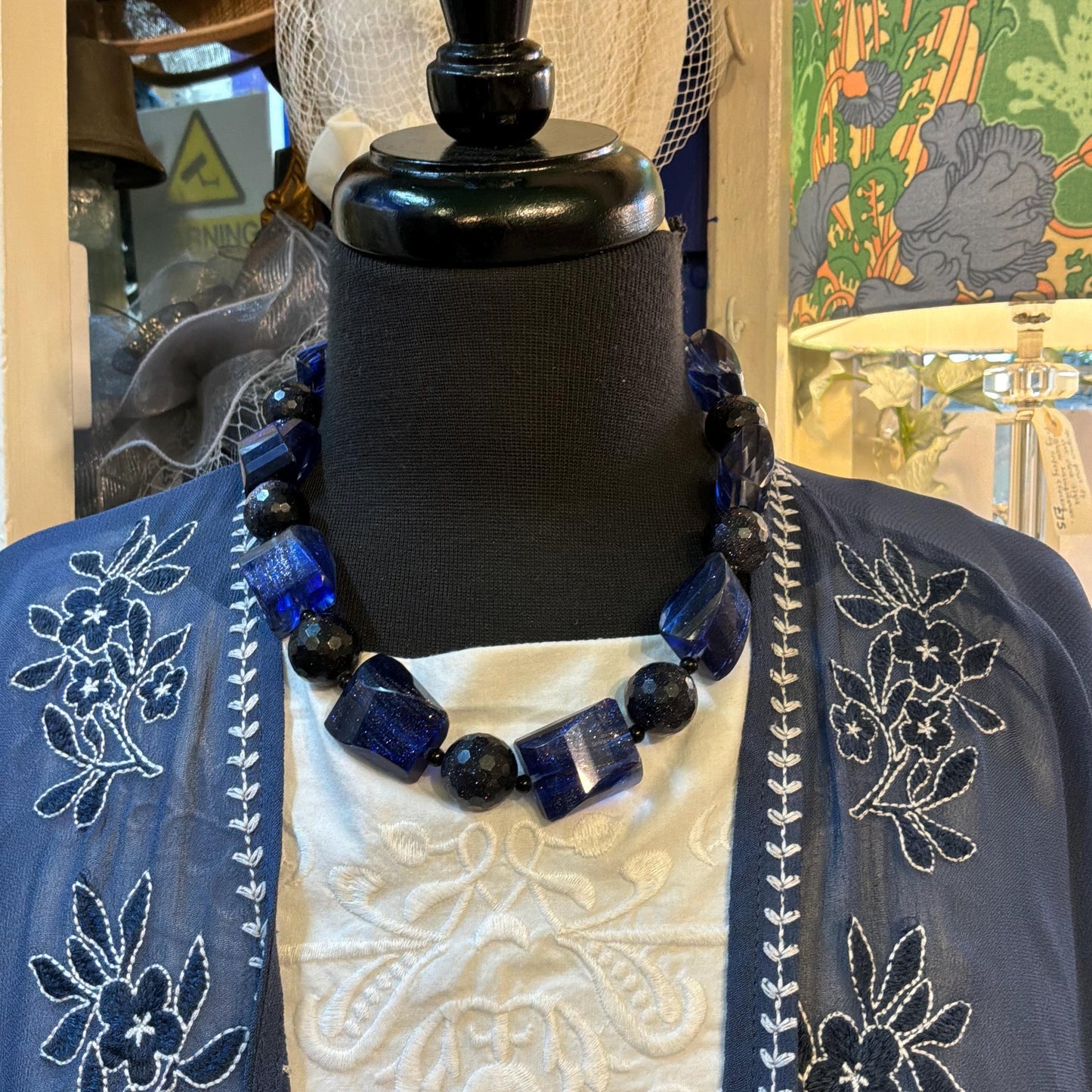 Vintage Butler and Wilson Statement Starstone Navy Crystal Necklace