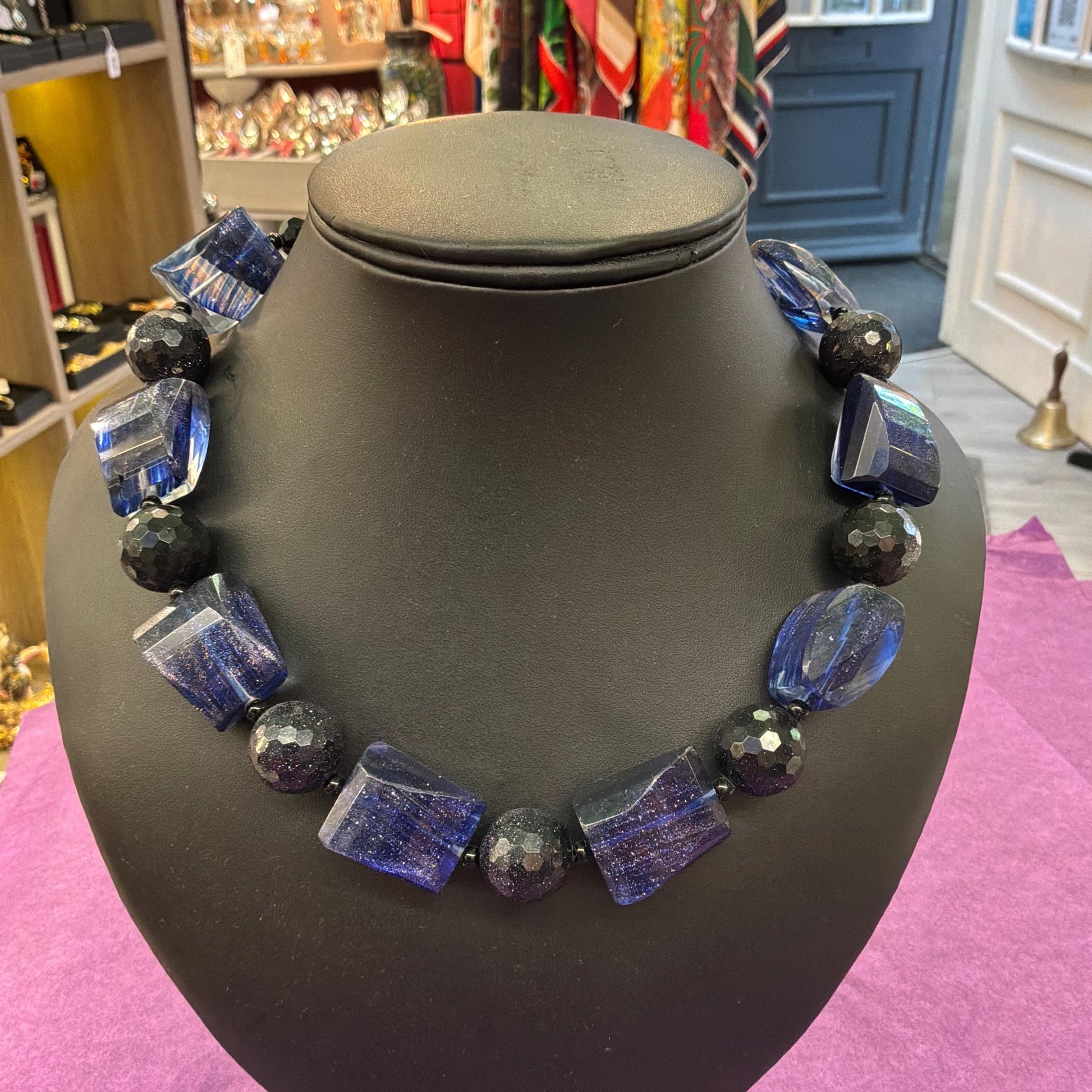Vintage Butler and Wilson Statement Starstone Navy Crystal Necklace