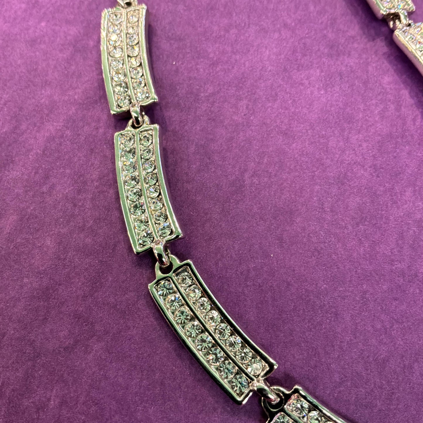 Vintage Butler and Wilson Art Deco Style Interlocking Rings Panel Necklace