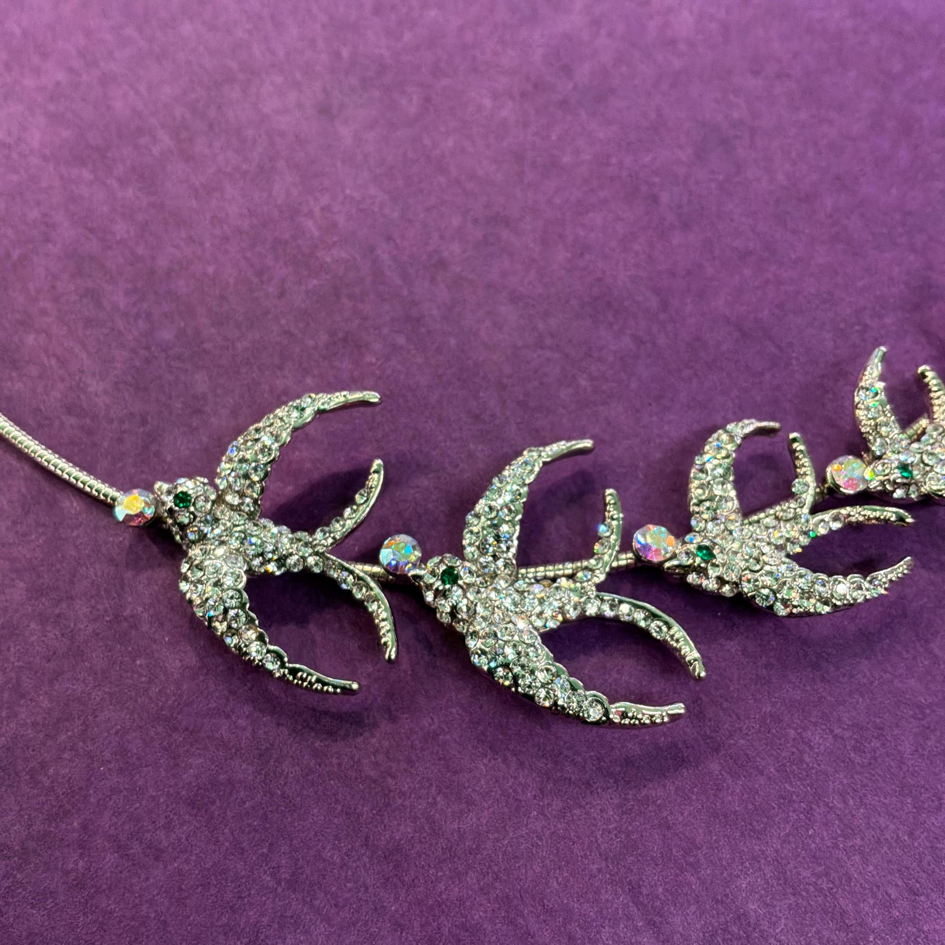 Vintage Butler and Wilson Crystal Swallow Choker Wire Necklace