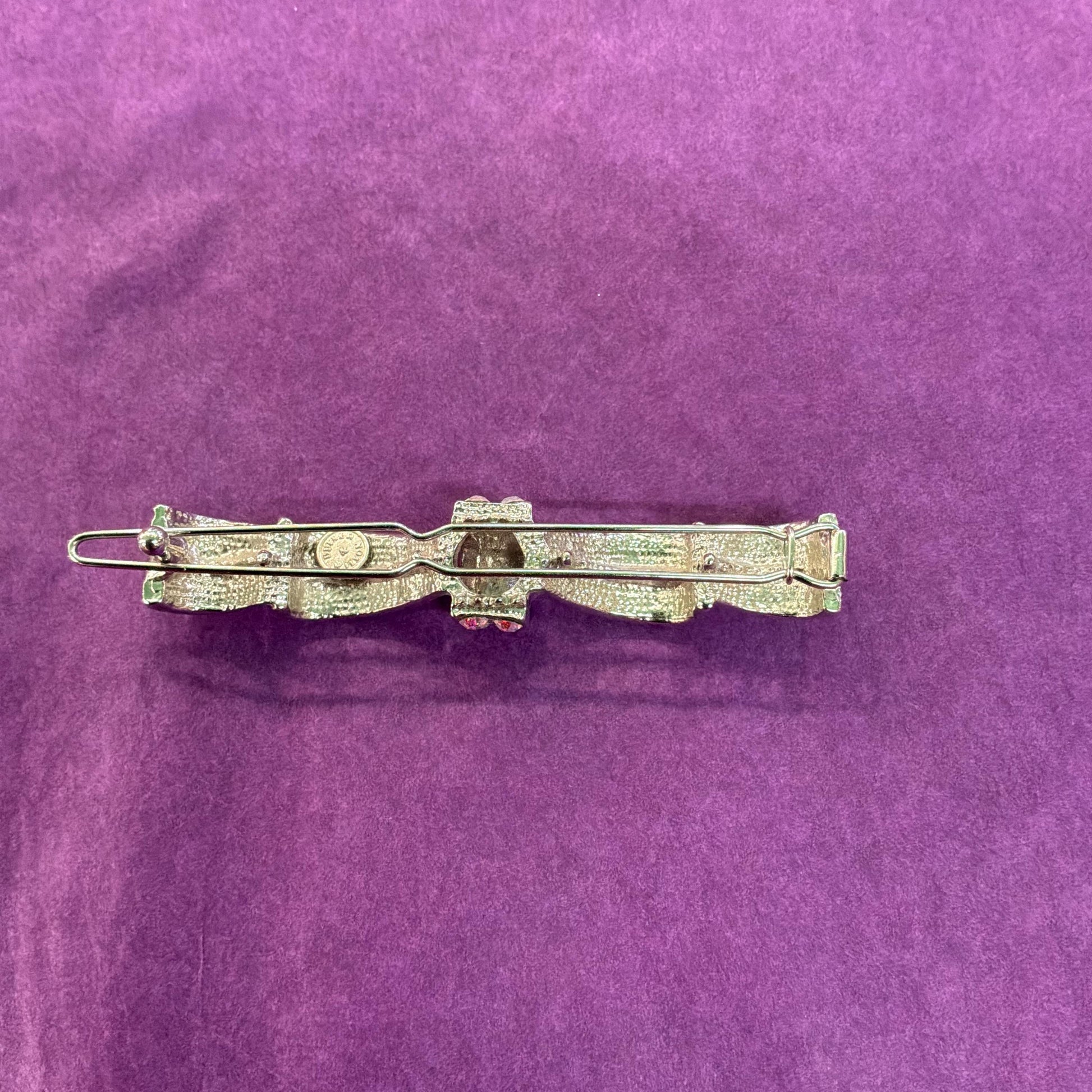 Vintage Butler and Wilson Silver and Aurora Borealis Crystal Bow Hairclip