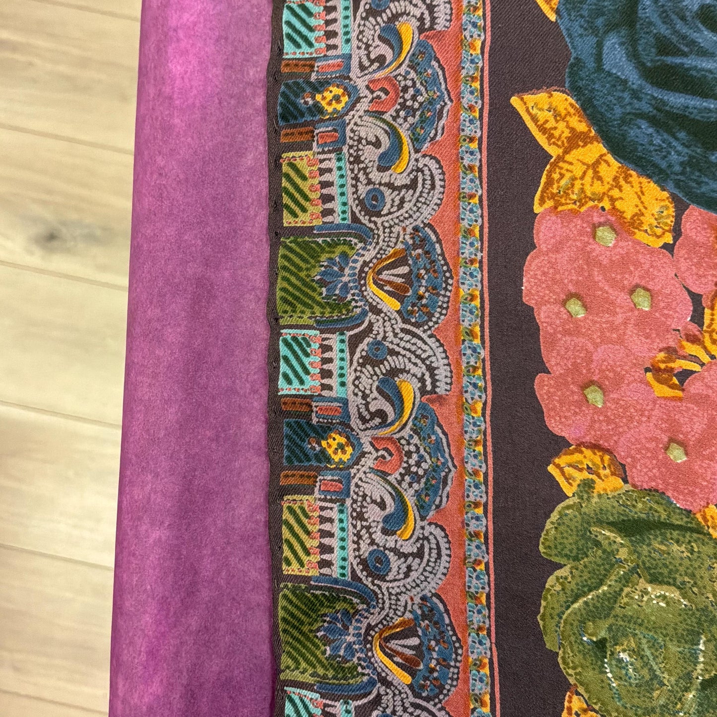 Vintage 1970s/80s Oversized Liberty Pure Silk Scarf, 52” square, Roses and Paisley Print