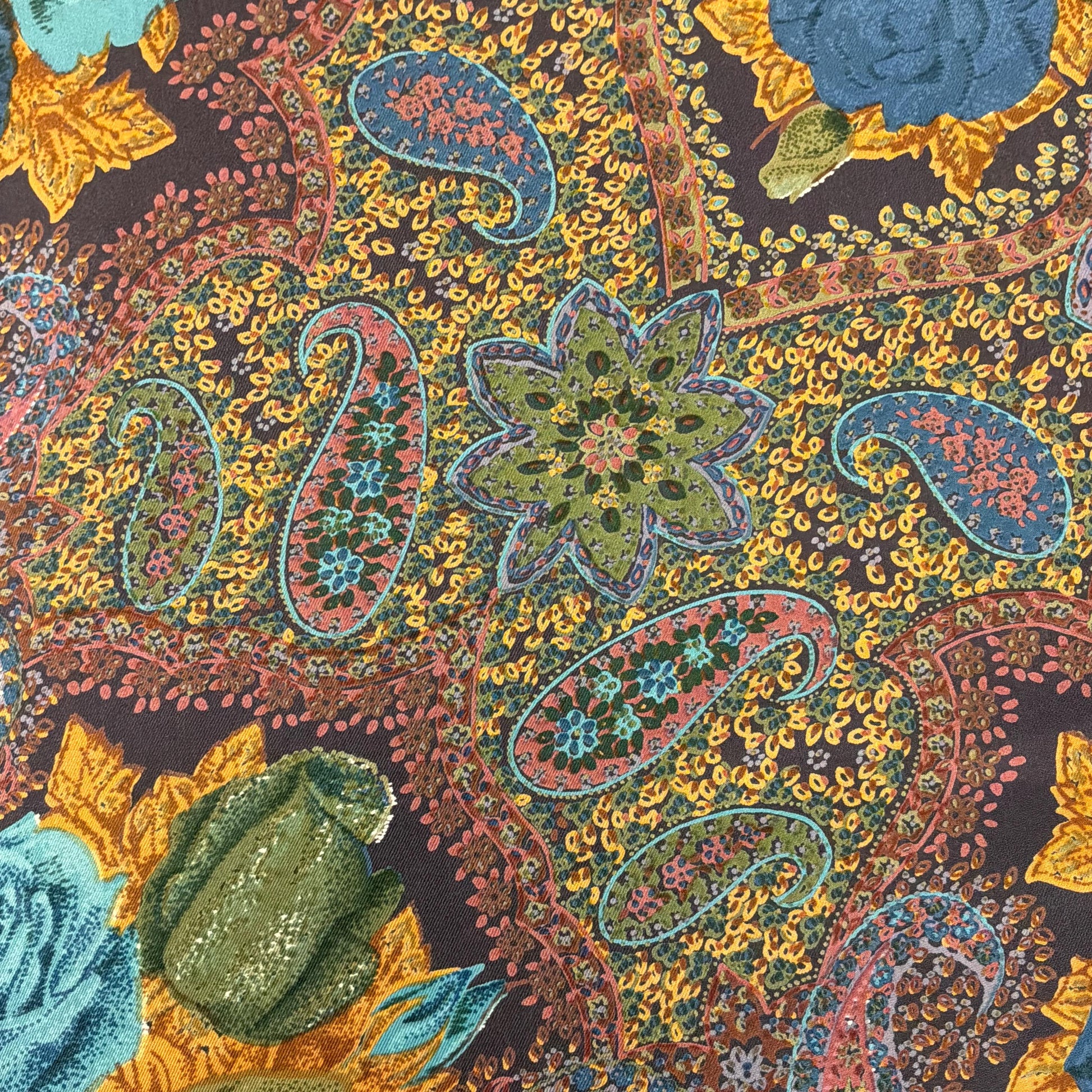 Vintage 1970s/80s Oversized Liberty Pure Silk Scarf, 52” square, Roses and Paisley Print