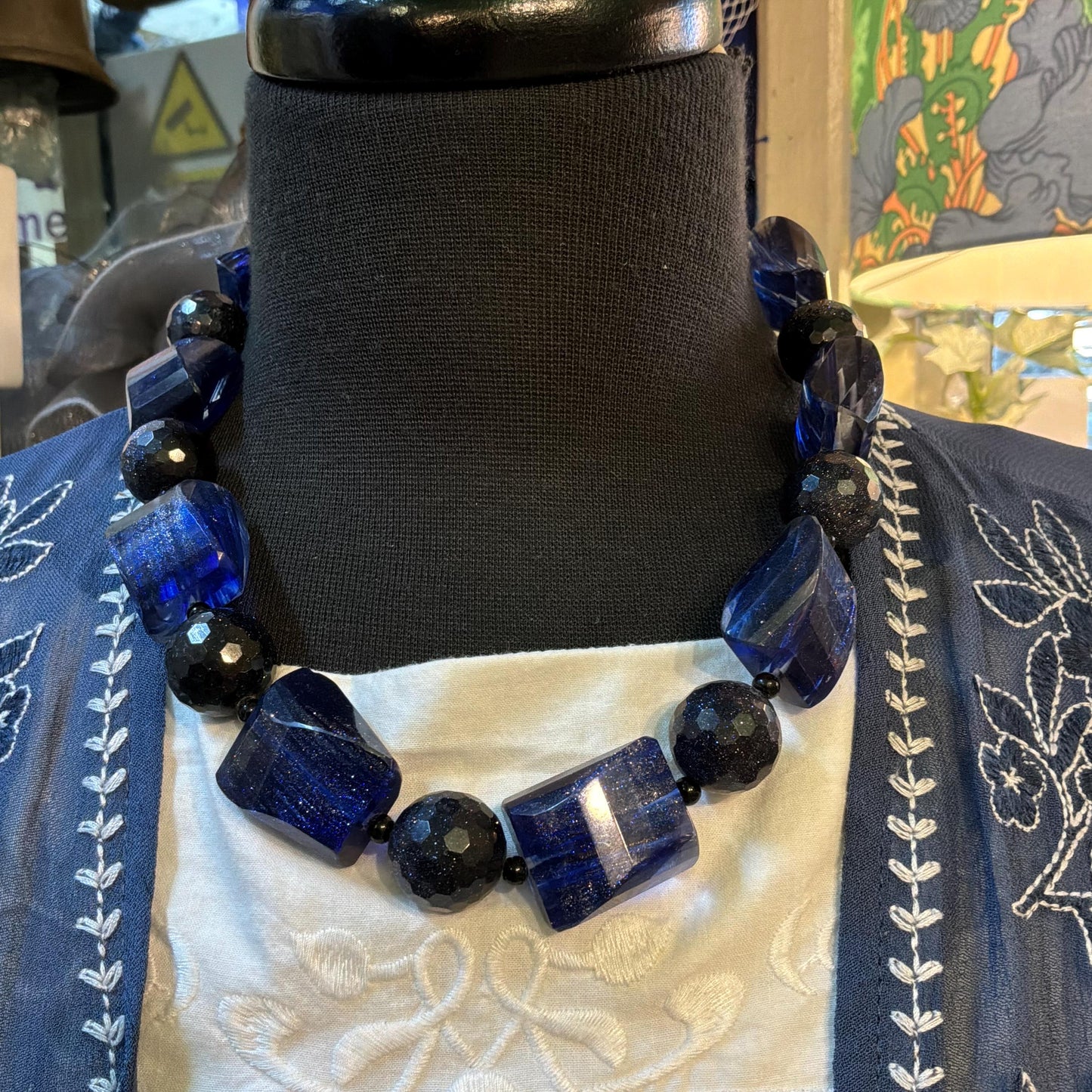 Vintage Butler and Wilson Statement Starstone Navy Crystal Necklace