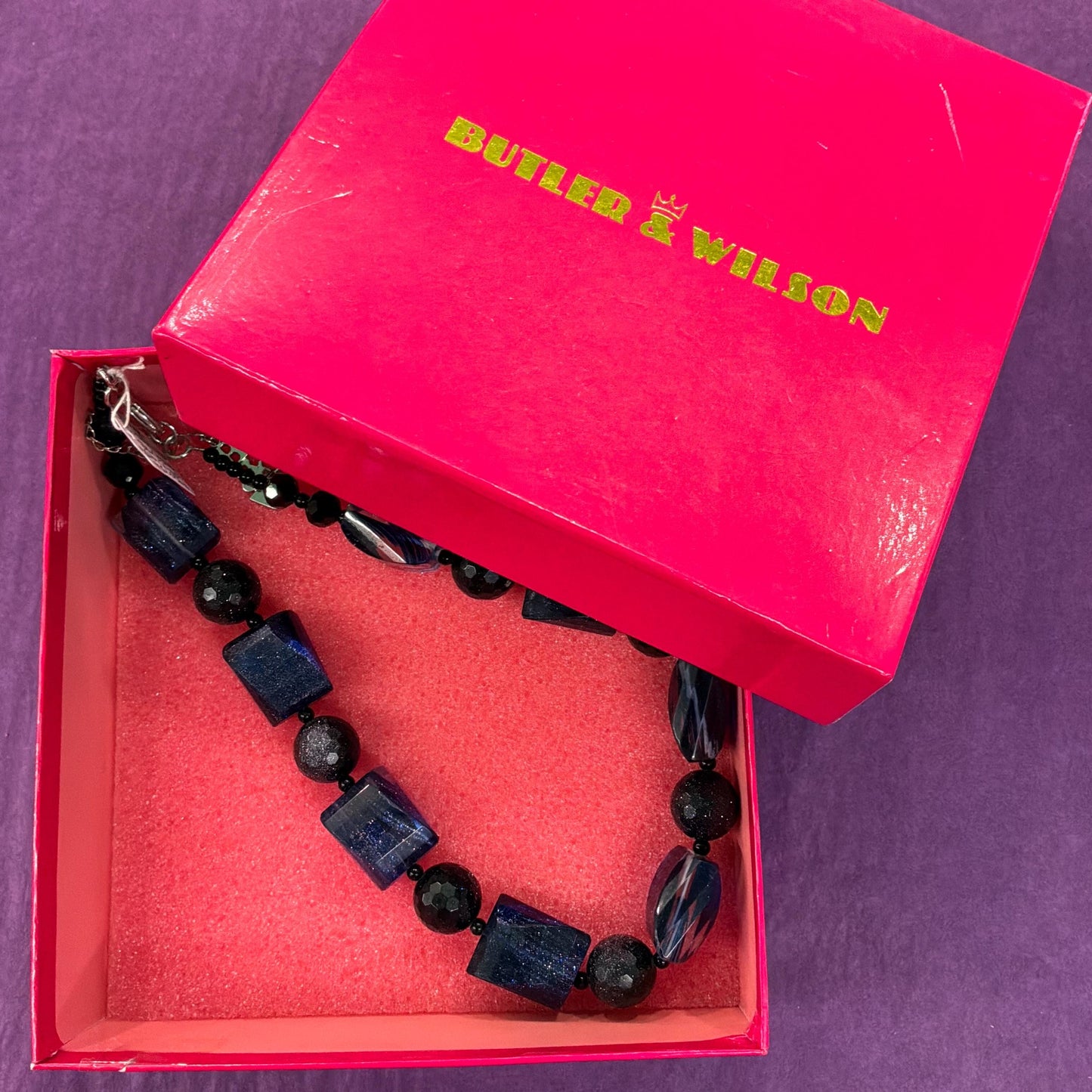 Vintage Butler and Wilson Statement Starstone Navy Crystal Necklace