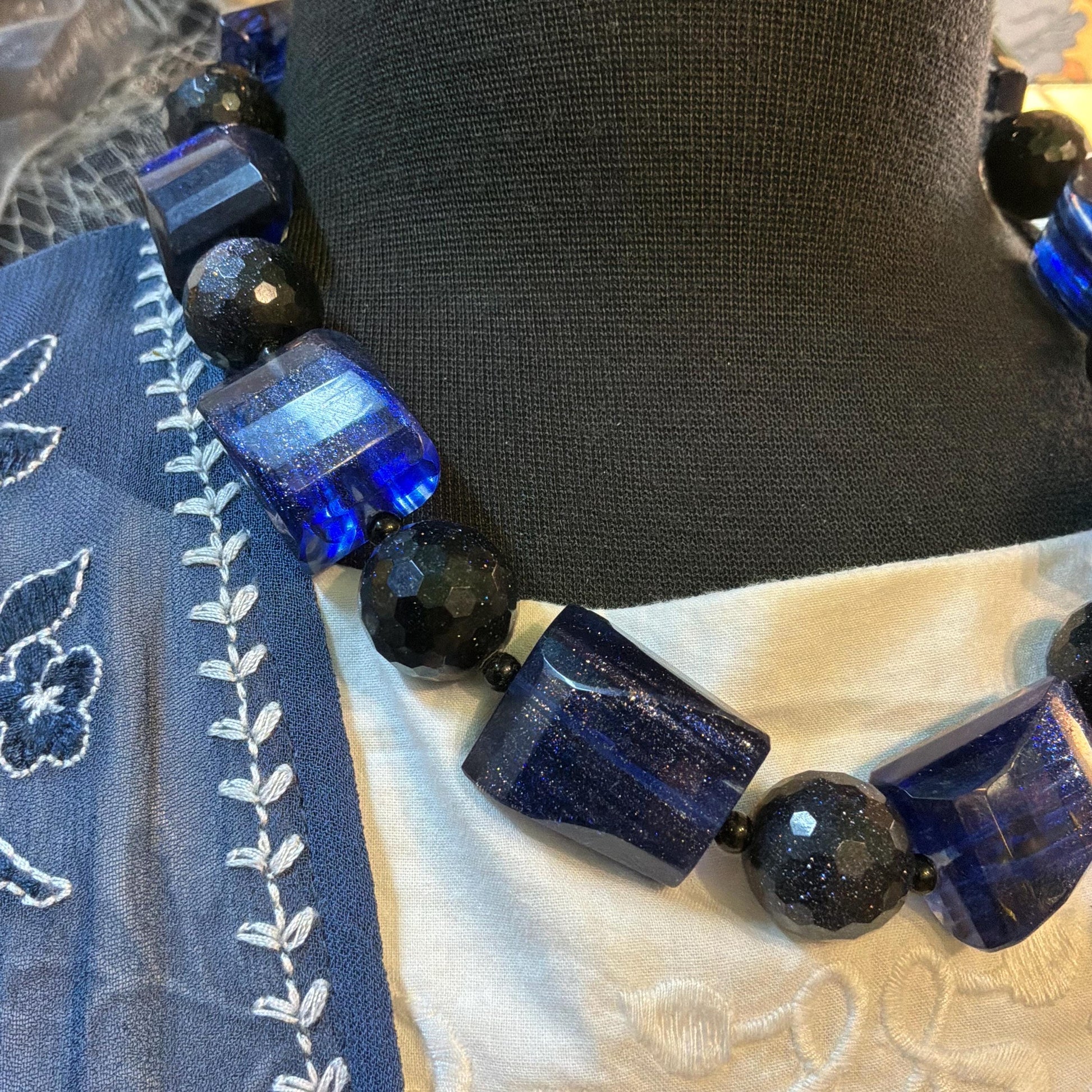 Vintage Butler and Wilson Statement Starstone Navy Crystal Necklace