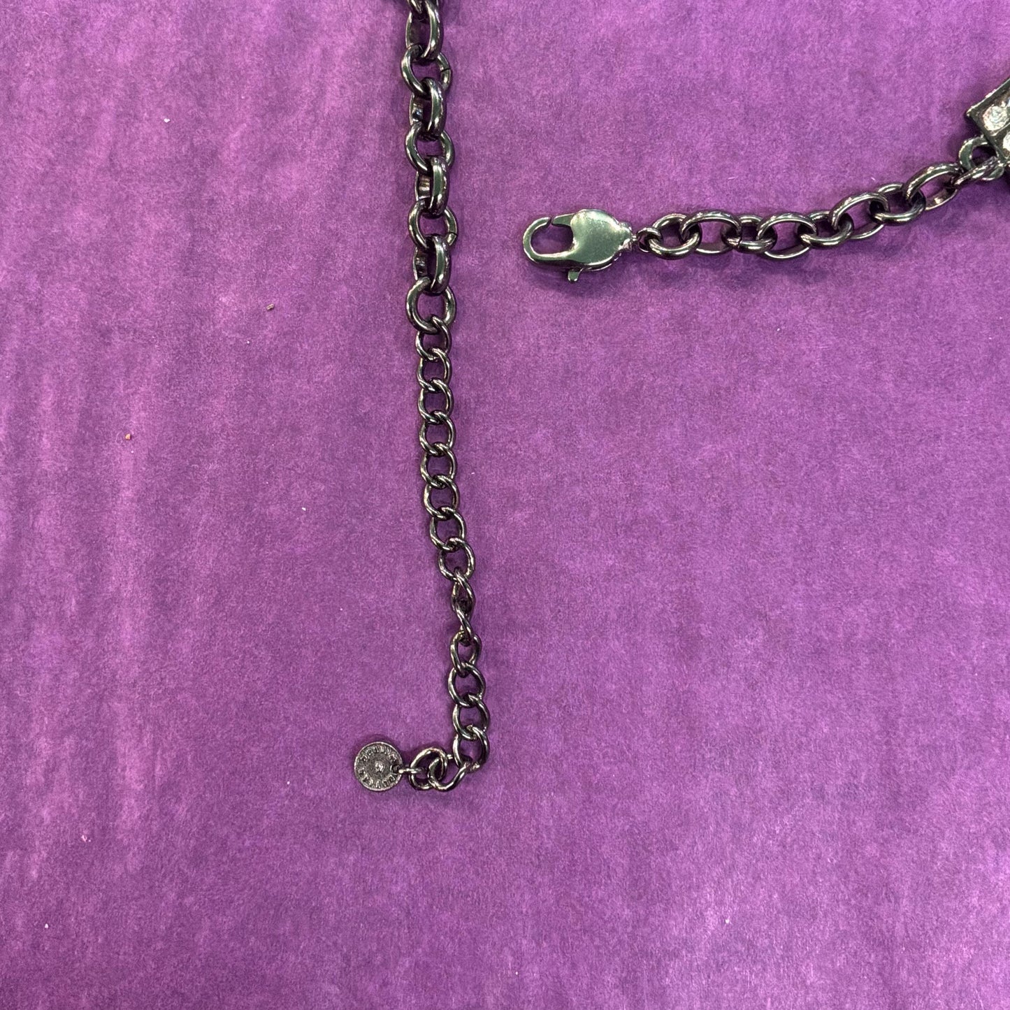 Vintage Butler and Wilson Crystal Dark Pewter Art Deco Style Panel Necklace