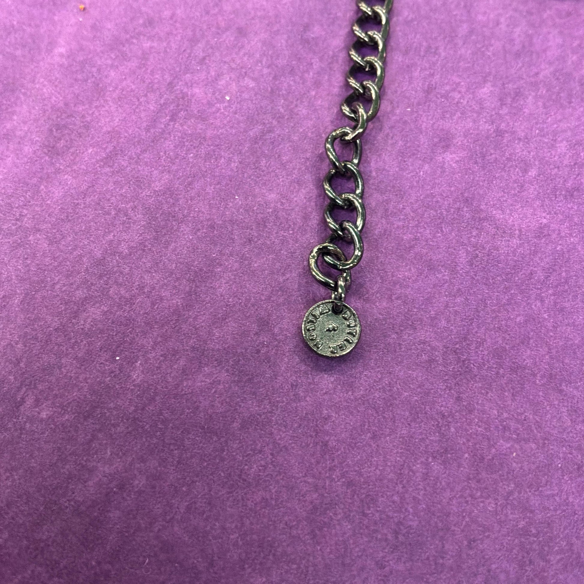 Vintage Butler and Wilson Crystal Dark Pewter Art Deco Style Panel Necklace