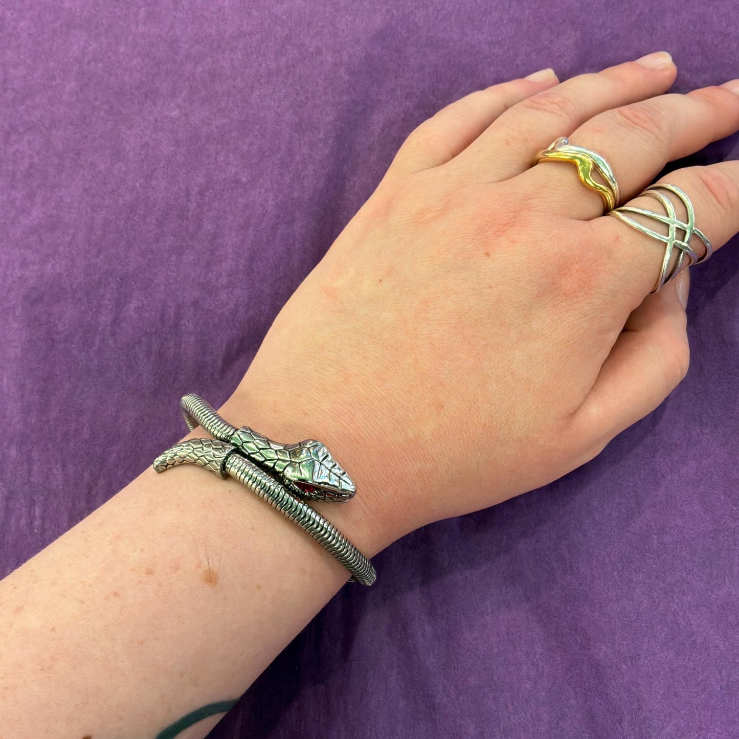 Vintage Butler and Wilson Silver Tone Snake Chain Bracelet
