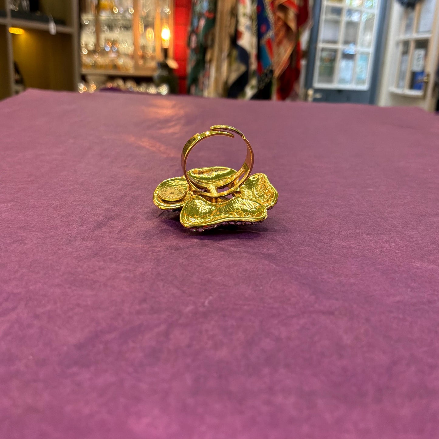 Vintage Butler and Wilson Rainbow Crystal Floral Statement Ring, Adjustable from UK Size Q, US 8.5