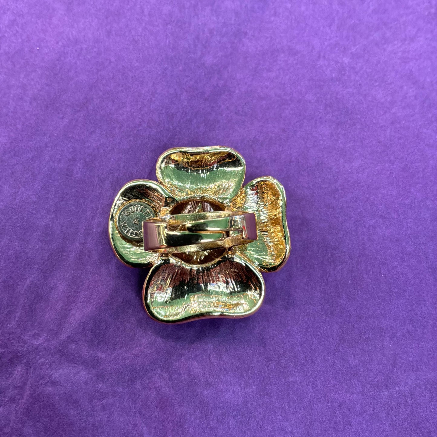 Vintage Butler and Wilson Rainbow Crystal Floral Statement Ring, Adjustable from UK Size Q, US 8.5