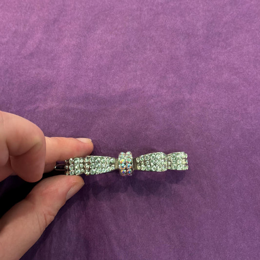 Vintage Butler and Wilson Silver and Aurora Borealis Crystal Bow Hairclip