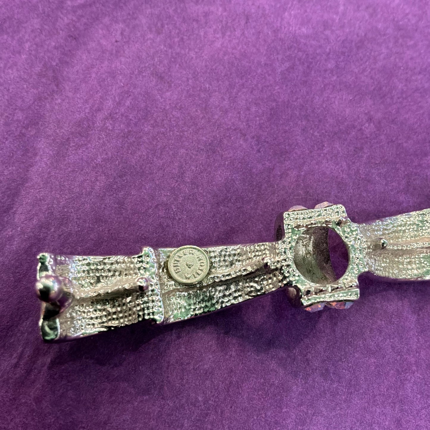 Vintage Butler and Wilson Silver and Aurora Borealis Crystal Bow Hairclip