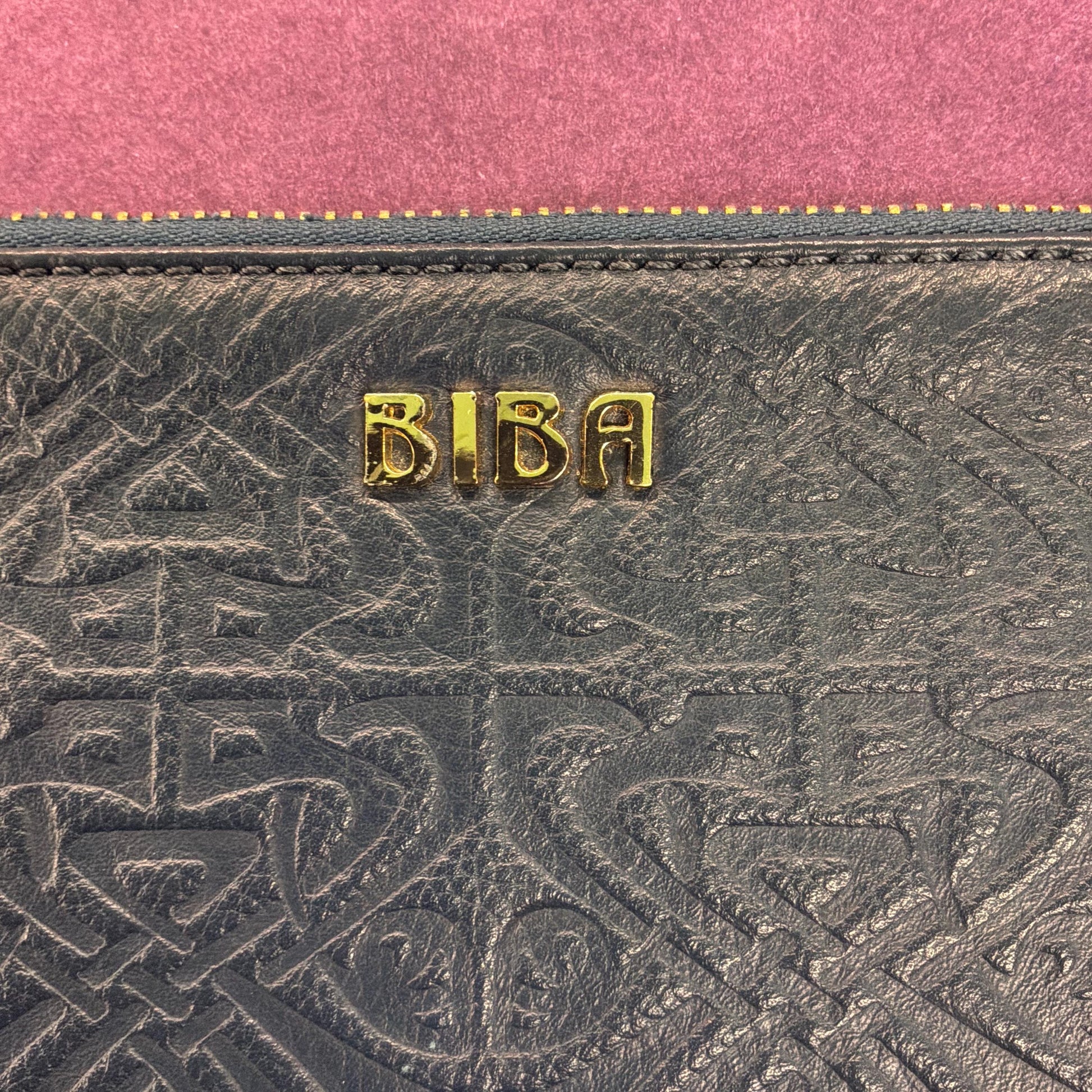 Vintage BIBA Petrol Blue Leather Clutch Bag