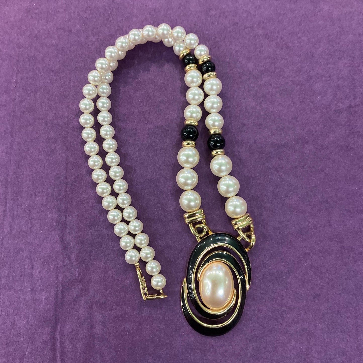 Vintage 1980s NAPIER Faux Pearl Statement Beaded Necklace