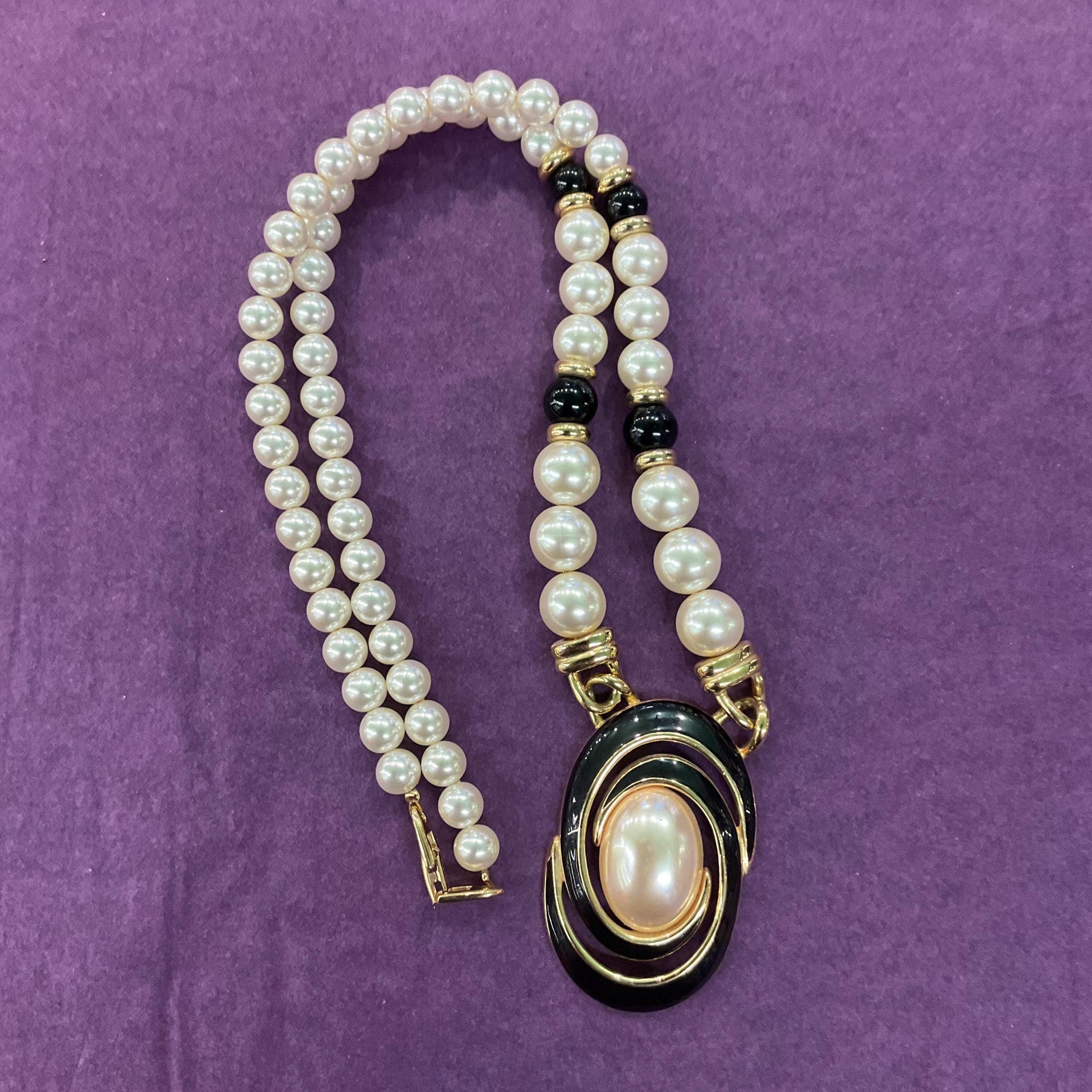 Vintage 1980s NAPIER Faux Pearl Statement Beaded Necklace