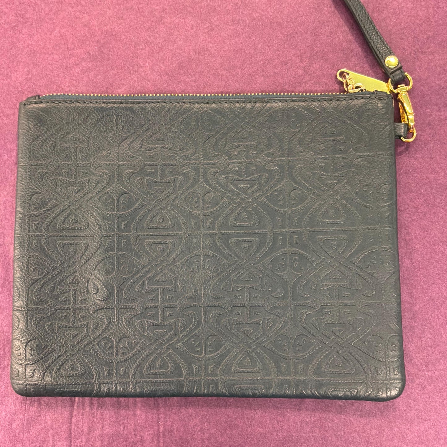 Vintage BIBA Petrol Blue Leather Clutch Bag